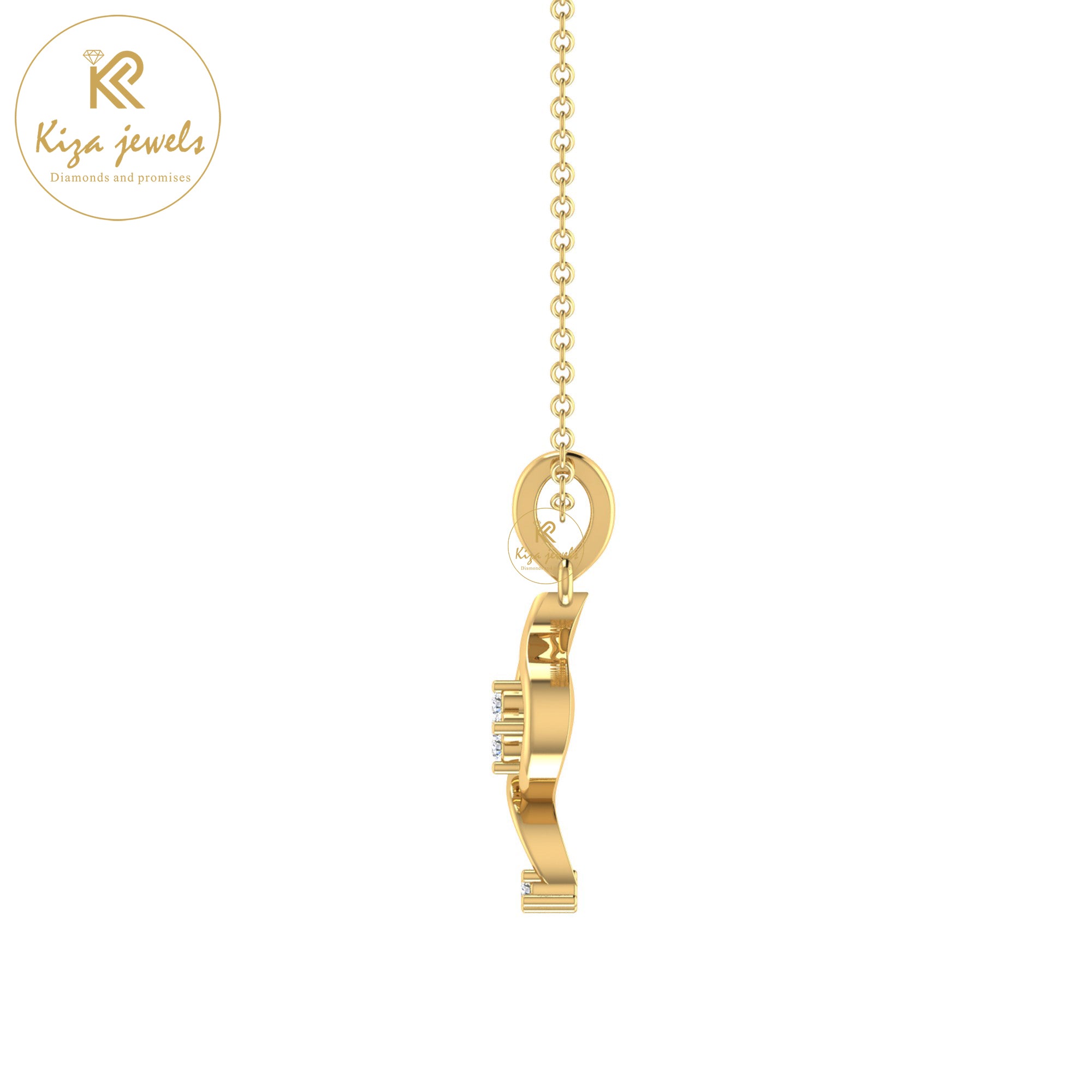 0.035 TDW Round Cut Diamond Custom Pendant With Chain