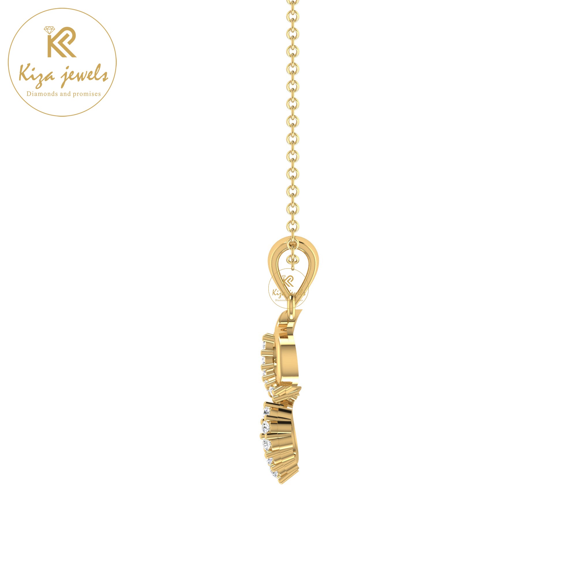 0.07 TDW Round Cut Diamond Custom Pendant With Chain