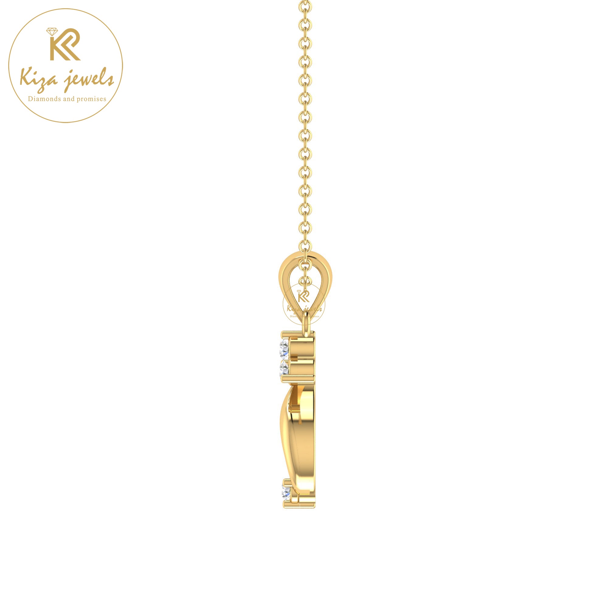 0.079 TDW Round Cut Diamond Custom Pendant With Chain