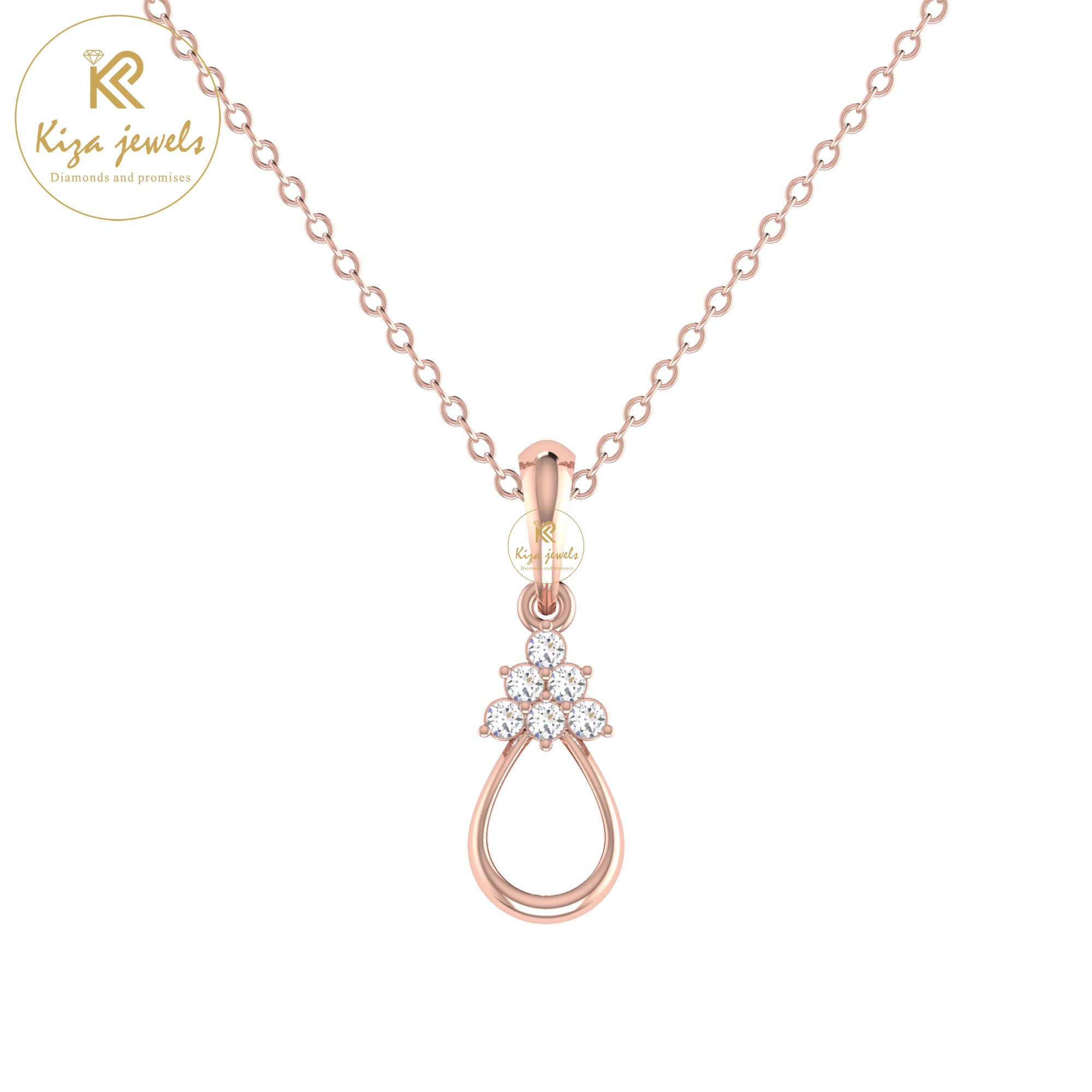 0.08 TDW Round Cut Diamond Custom Pendant With Chain
