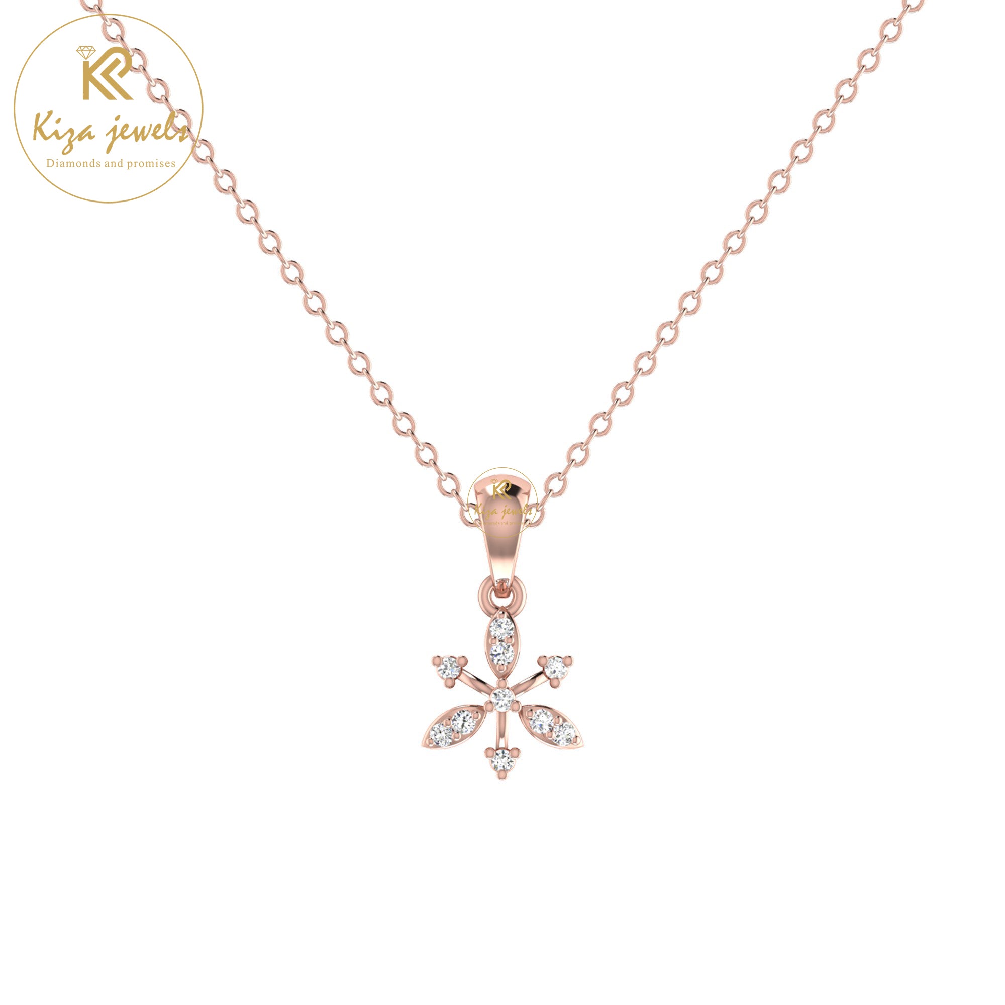 0.07 TDW Round Cut Diamond Custom Pendant With Chain