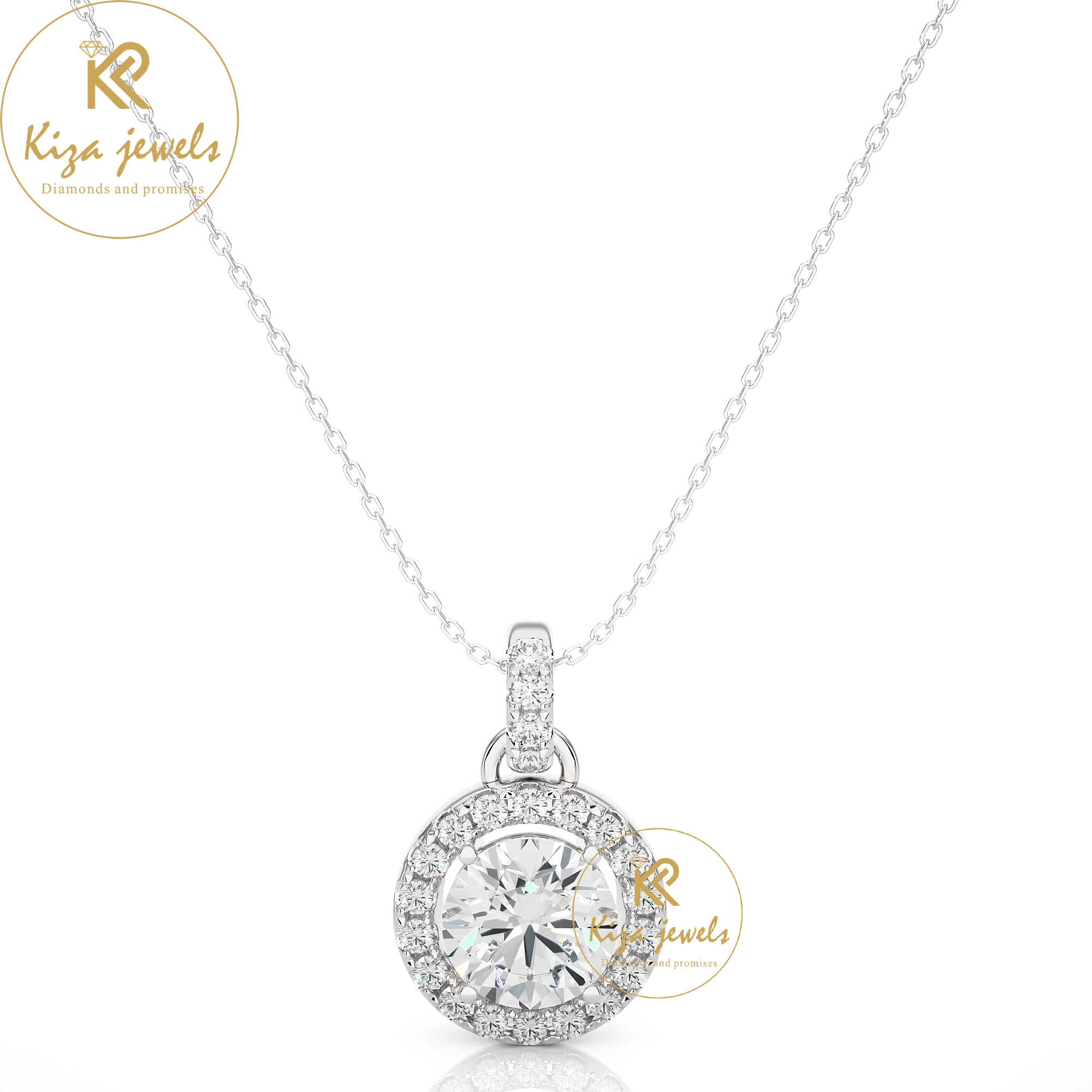 1.52 TDW Round Cut Diamond Custom Pendant With Chain