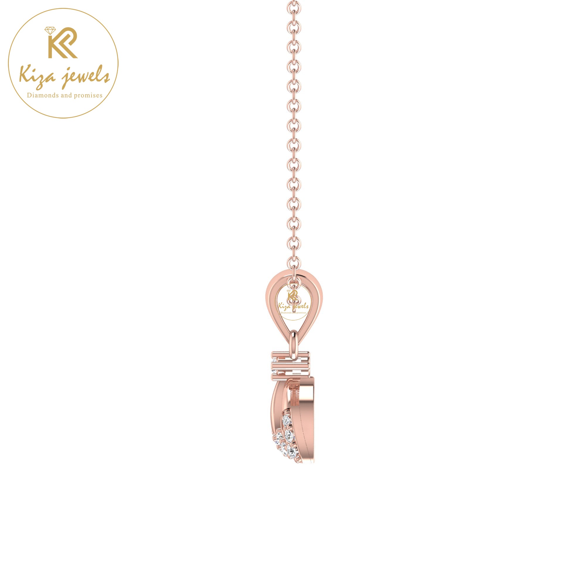 0.07 TDW Round Cut Diamond Custom Pendant With Chain