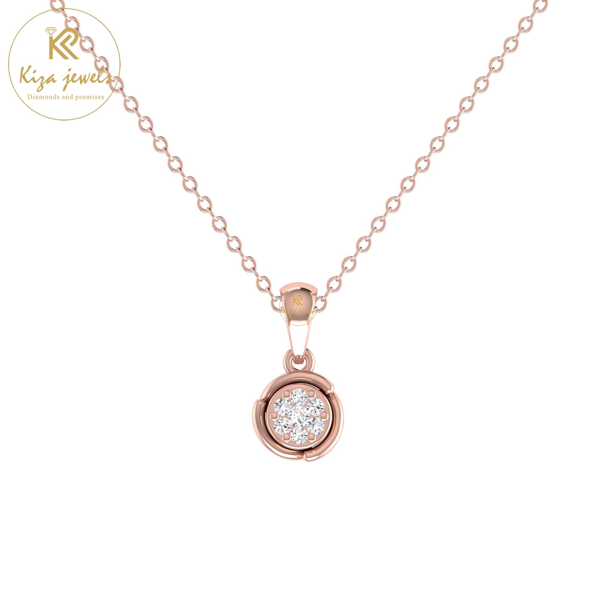 0.06 TDW Round Cut Diamond Custom Pendant With Chain