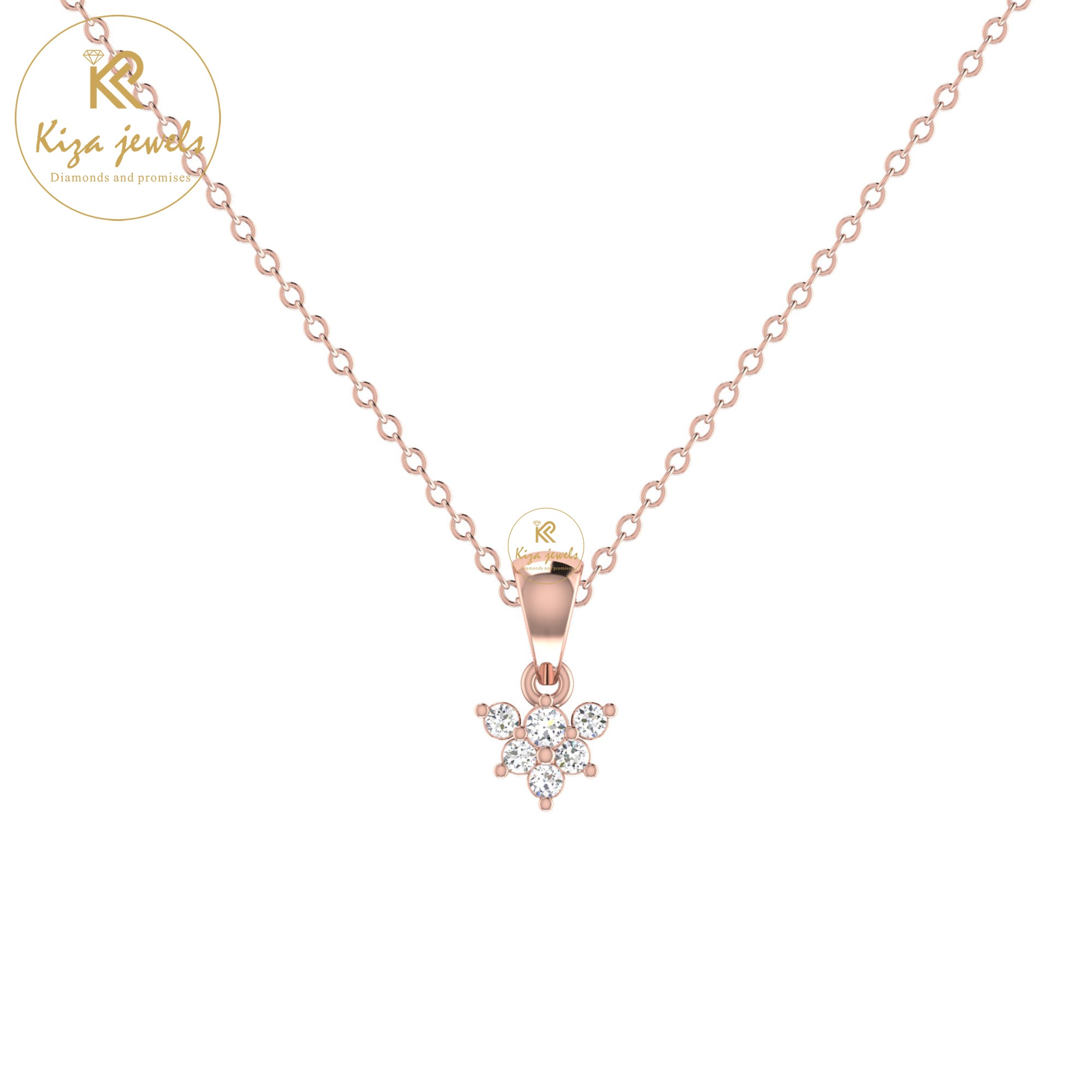 0.08 TDW Round Cut Diamond Custom Pendant With Chain