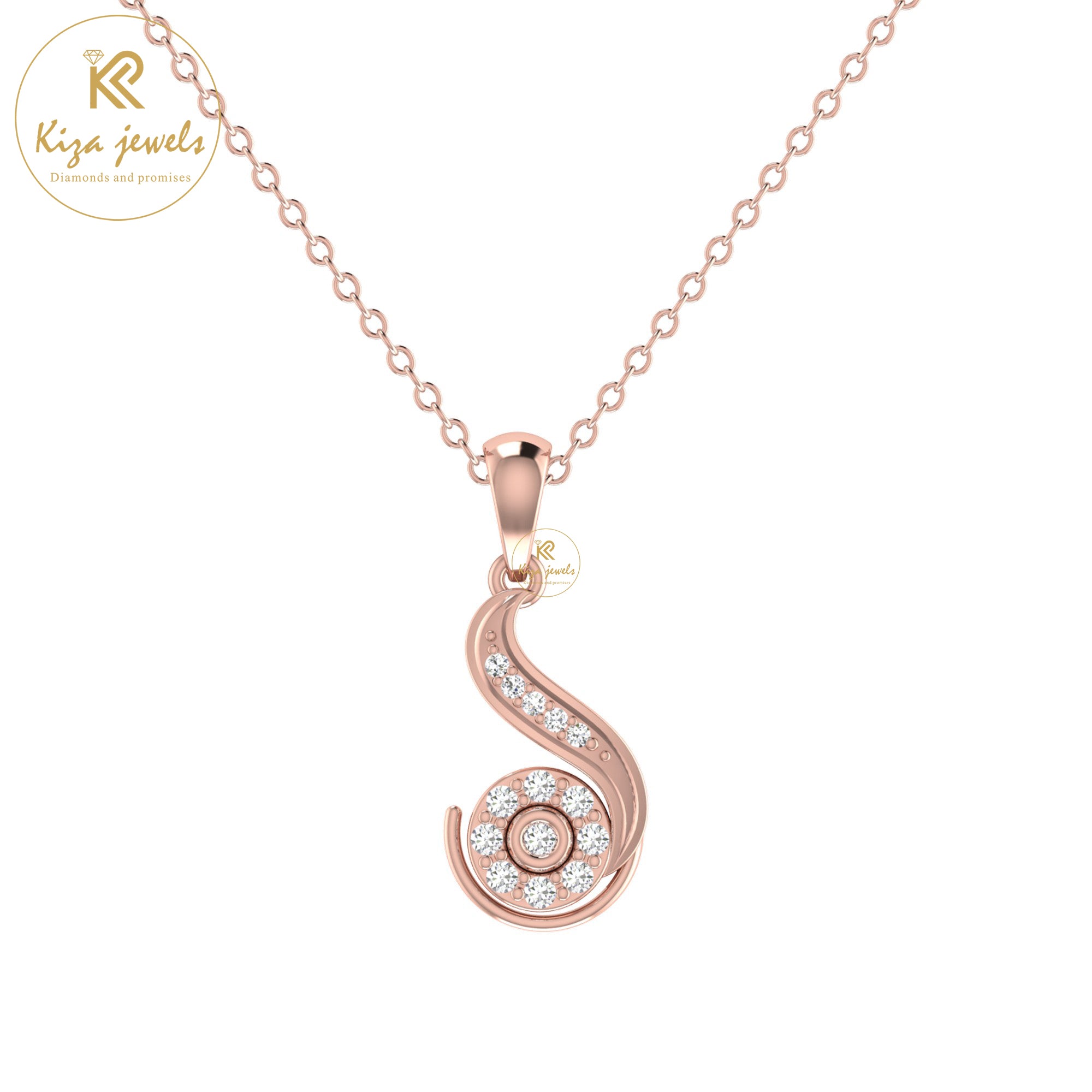 0.11 TDW Round Cut Diamond Custom Pendant with Chain