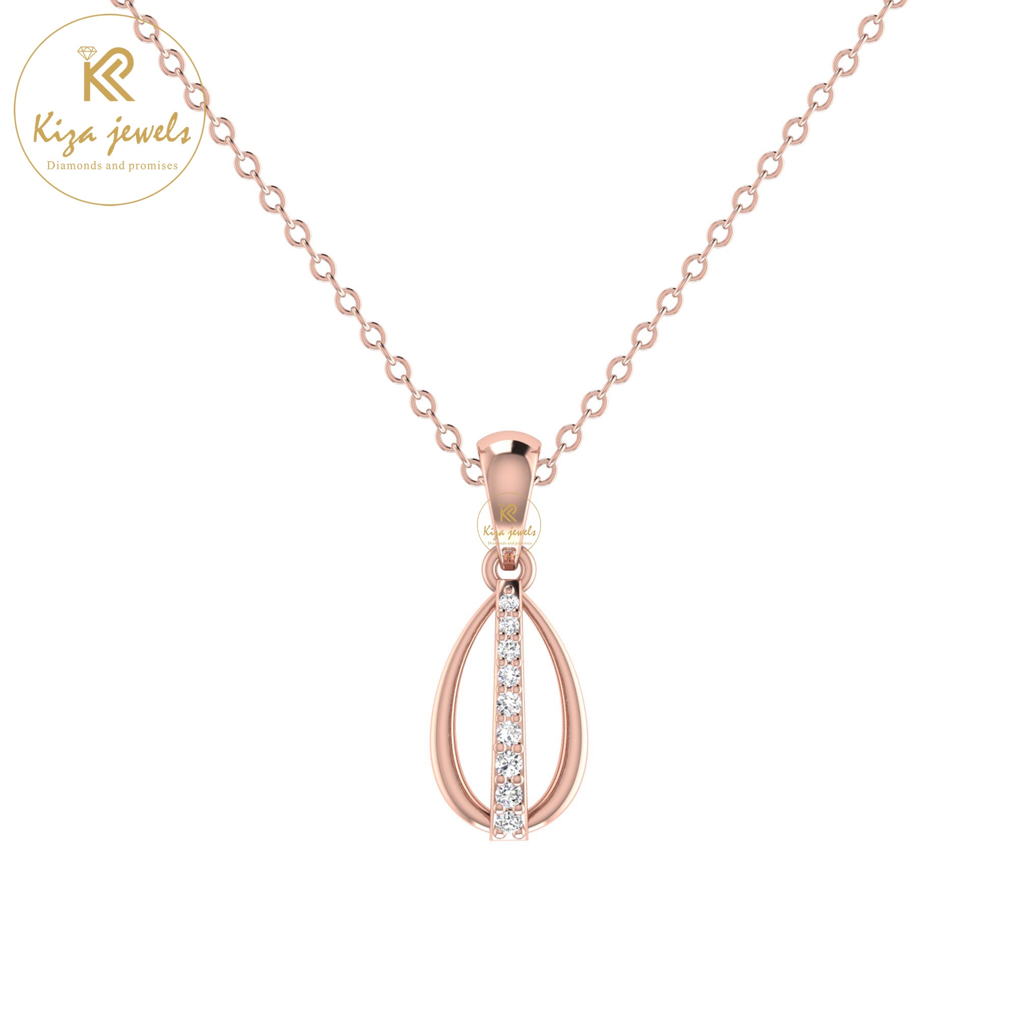 0.05 TDW Round Cut Diamond Custom Pendant With Chain