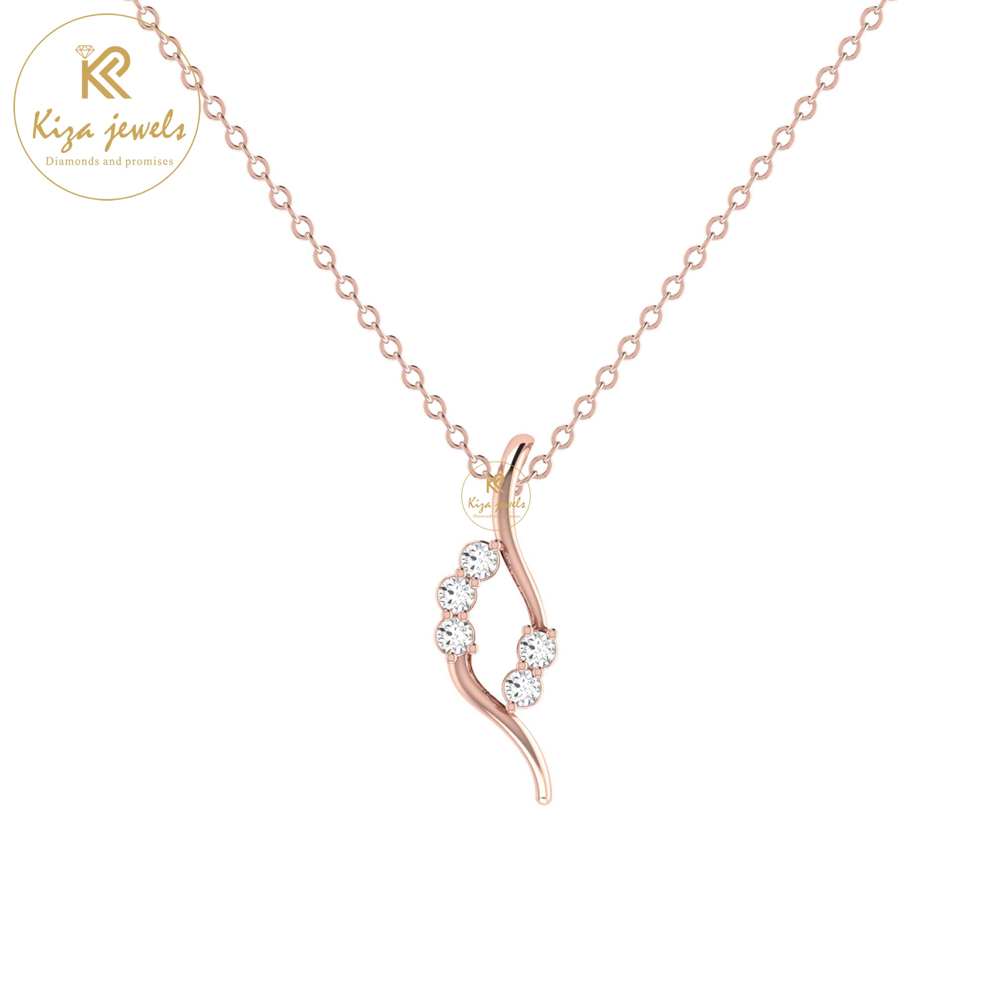 0.099 TDW Round Cut Diamond Custom Pendant With Chain