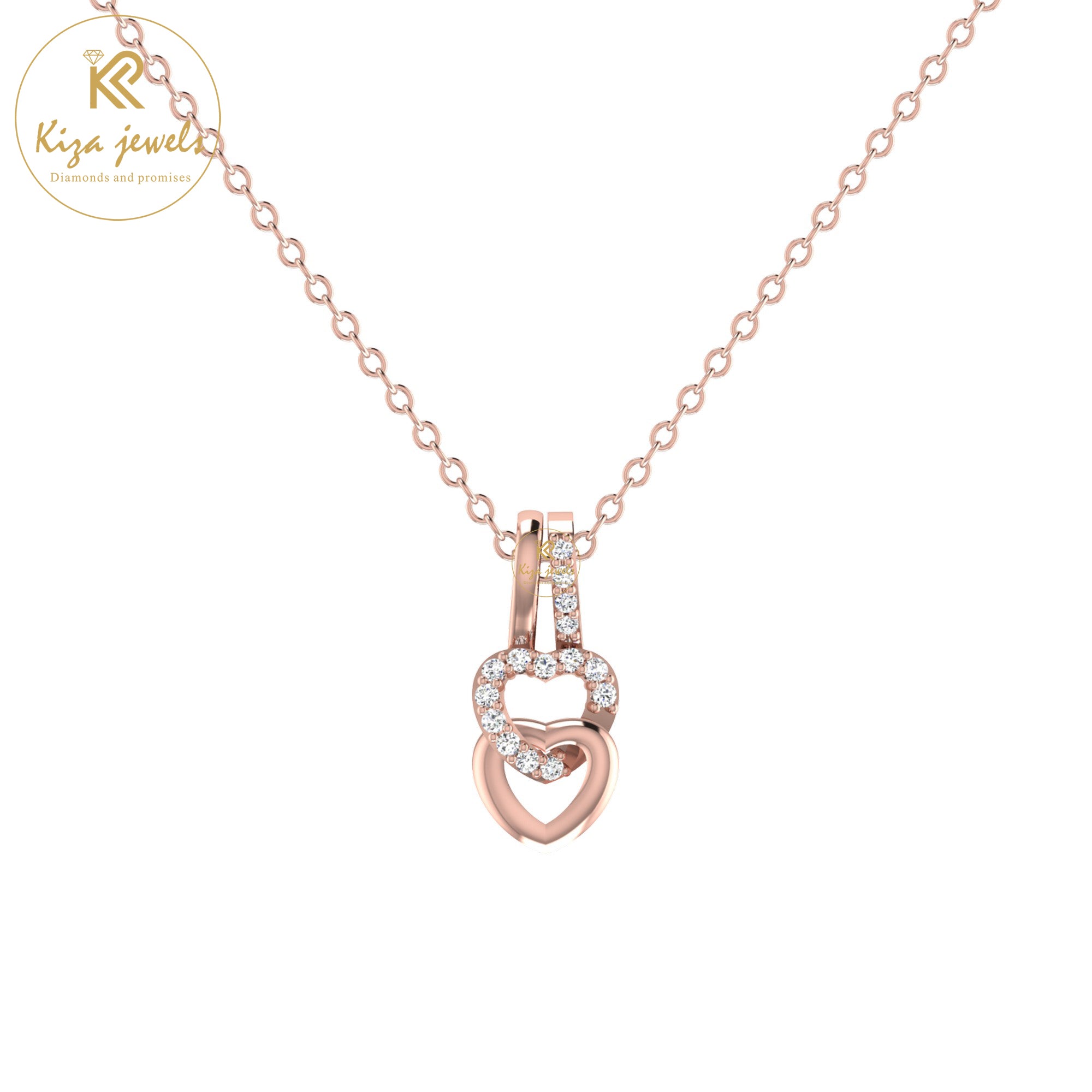 0.077 TDW Round Cut Diamond Custom Pendant with Chain