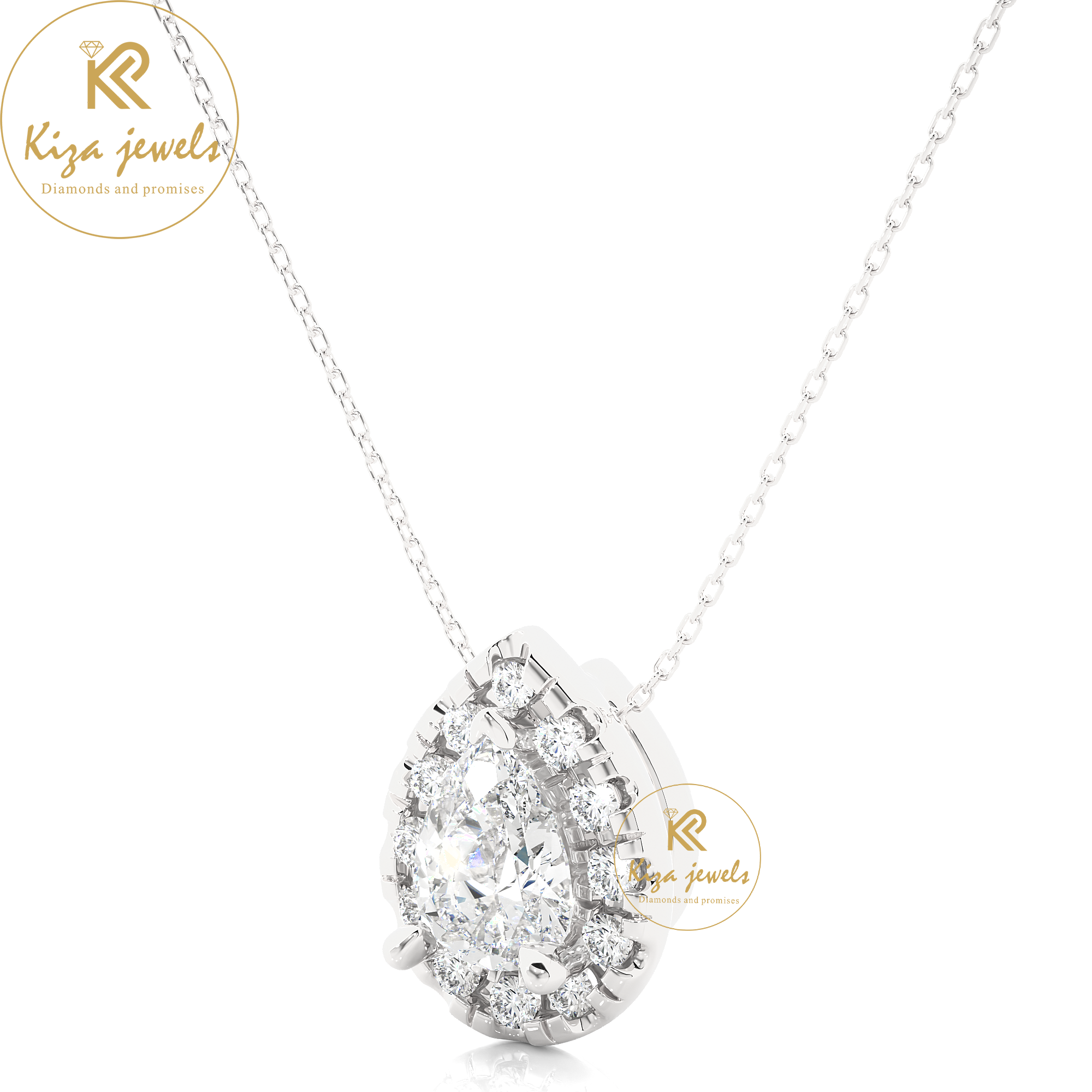 0.80 TDW Round & Pear Cut Diamond Custom Pendant With Chain