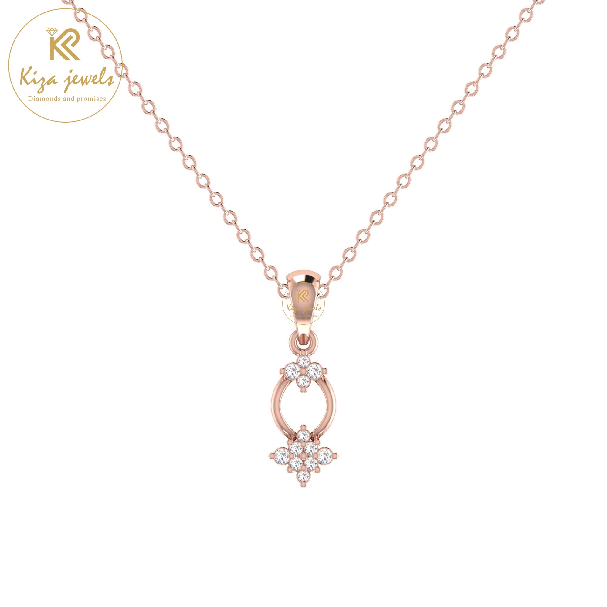 0.06 TDW Round Cut Diamond Custom Pendant With Chain