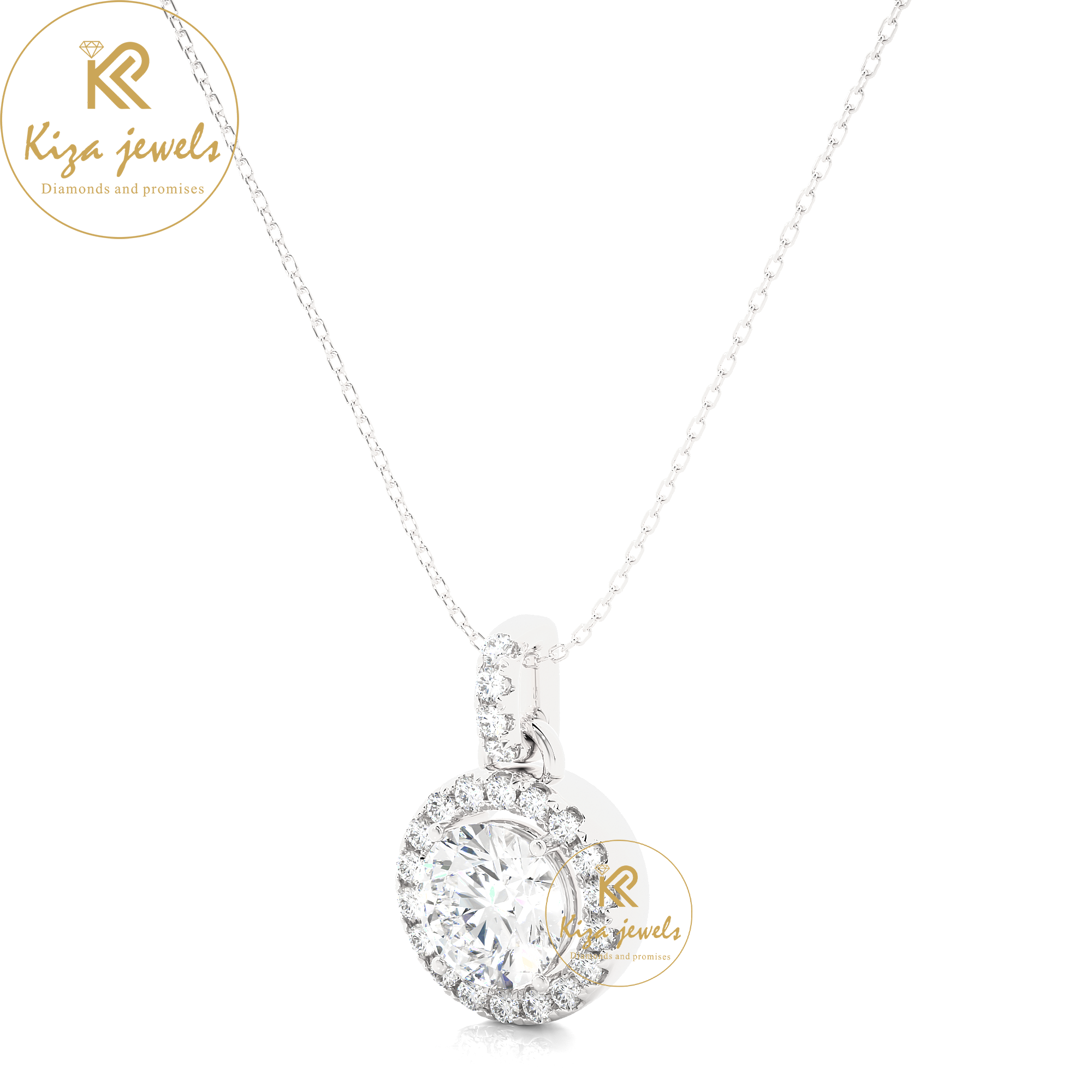 1.52 TDW Round Cut Diamond Custom Pendant With Chain