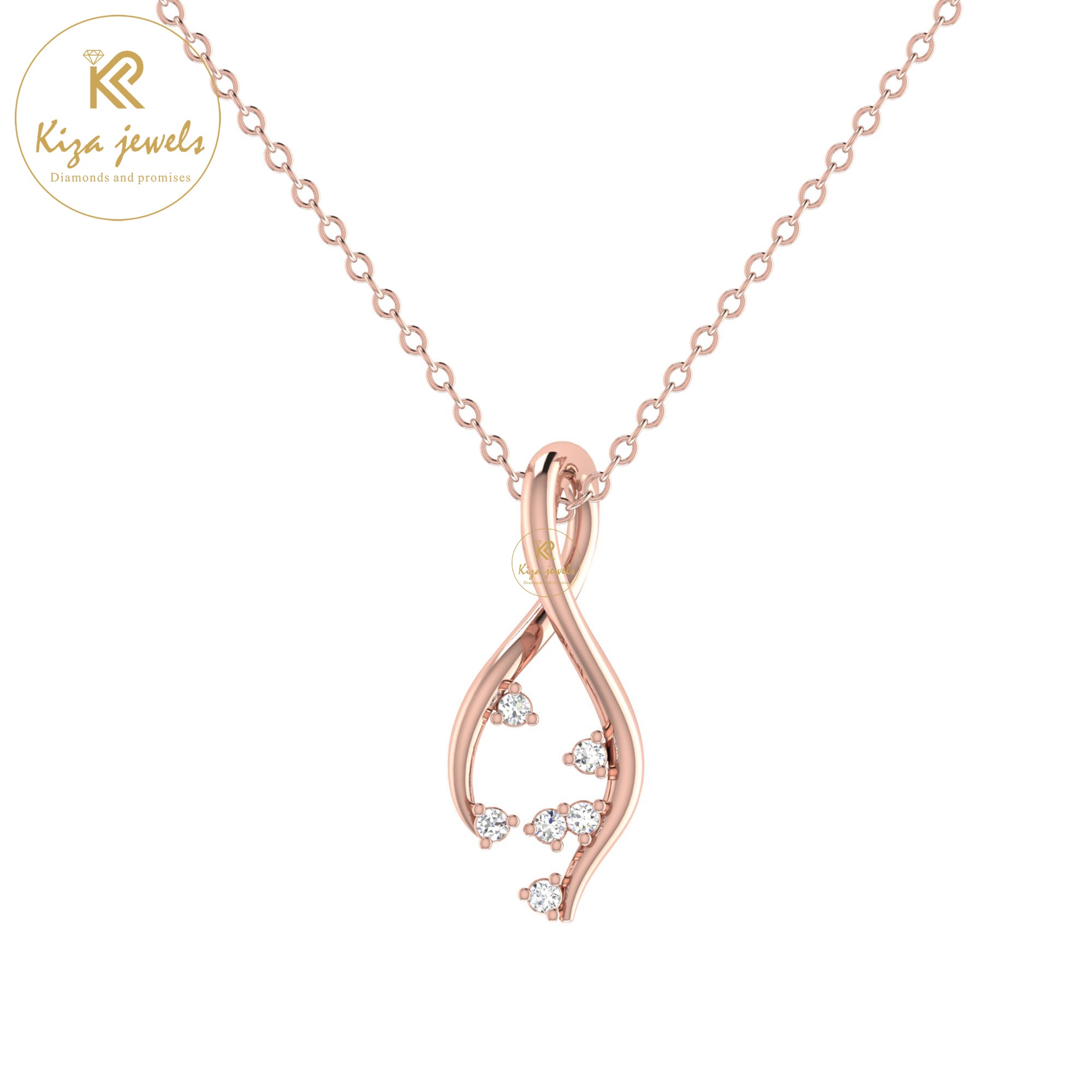 0.054 TDW Round Cut Diamond Custom Pendant With Chain