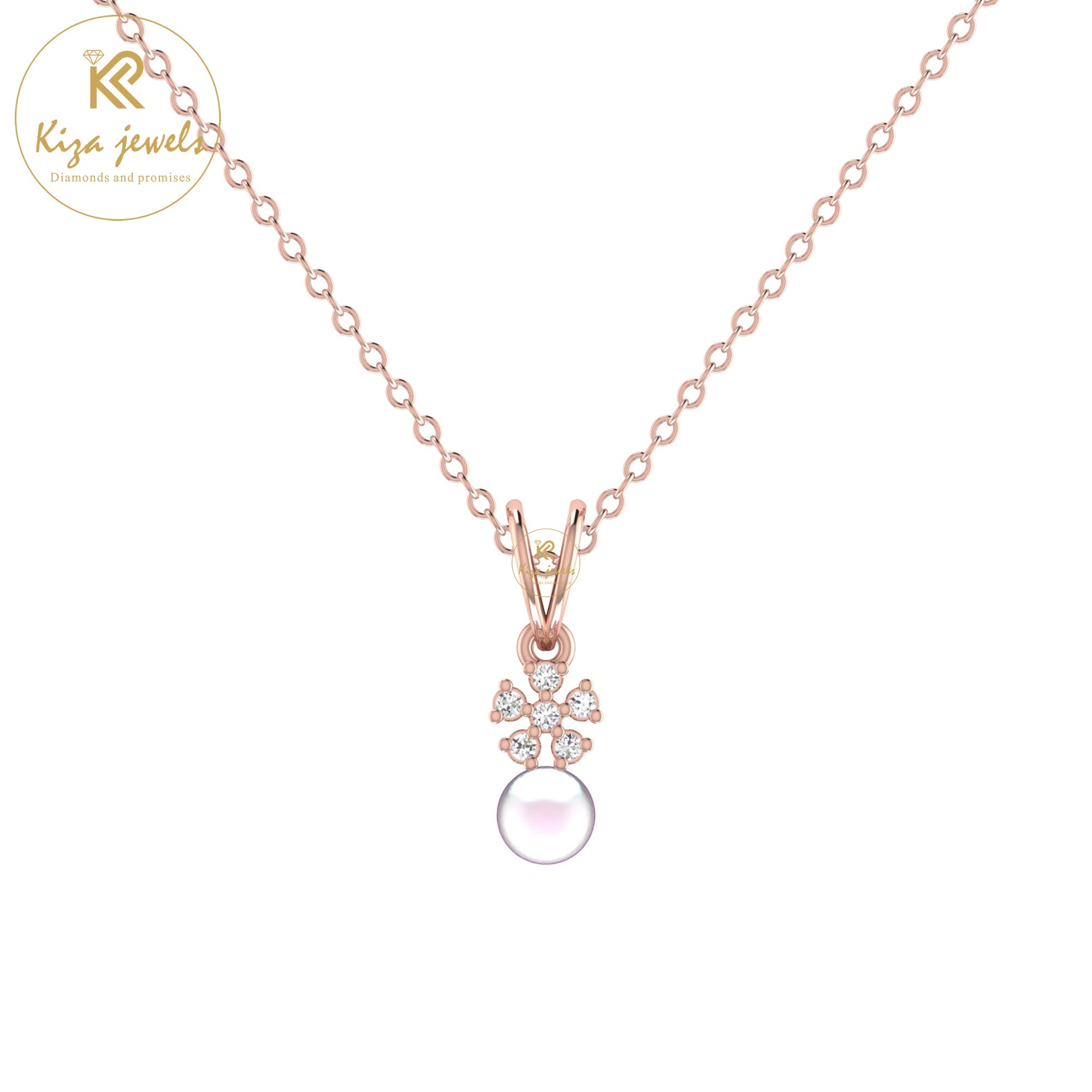 0.035 TDW Round Cut Diamond Custom Pendant With Chain