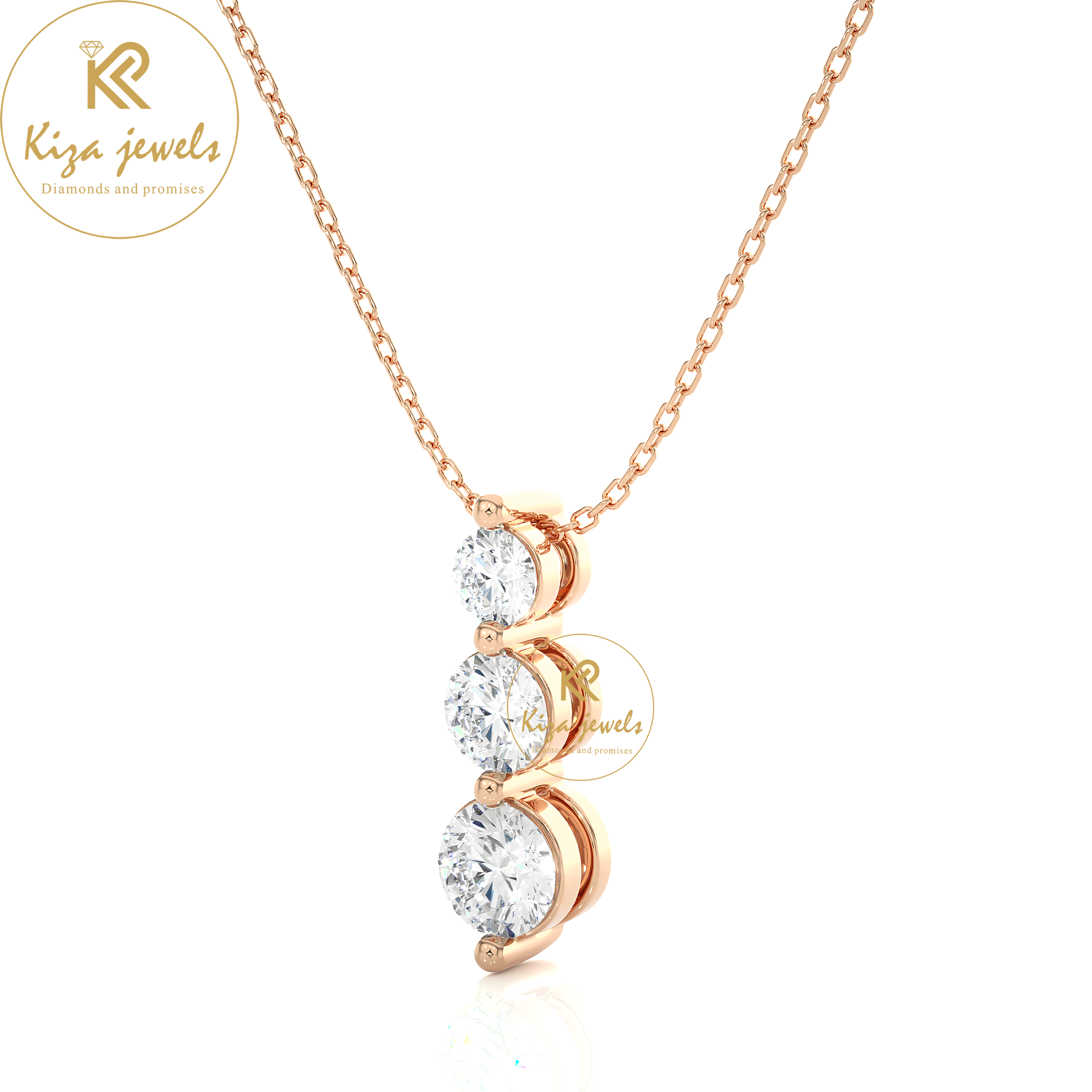 0.84 TDW Round Cut Diamond Custom Pendant With Chain