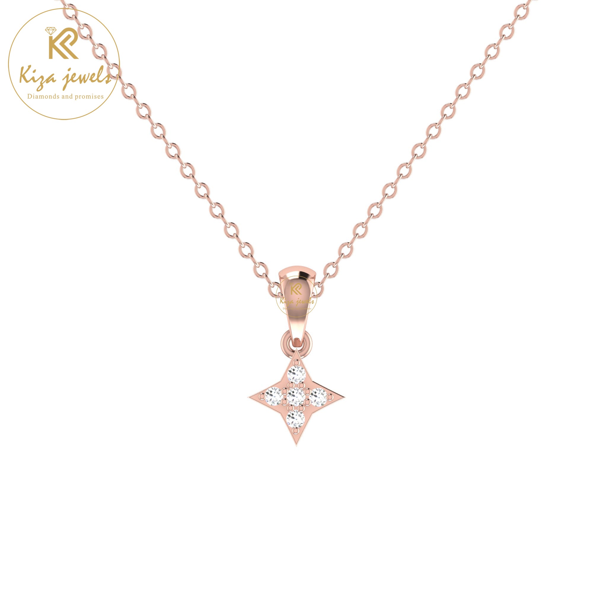 0.08 TDW Round Cut Diamond Custom Pendant With Chain