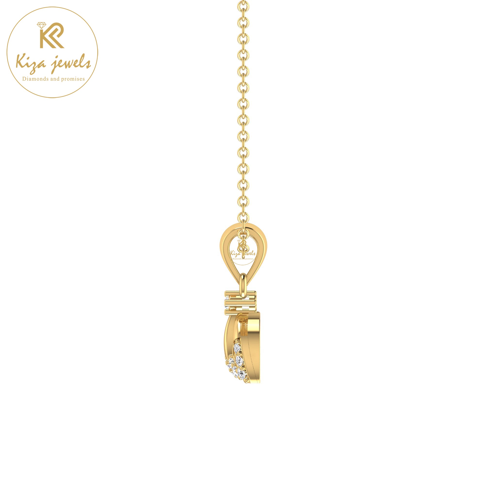 0.07 TDW Round Cut Diamond Custom Pendant With Chain