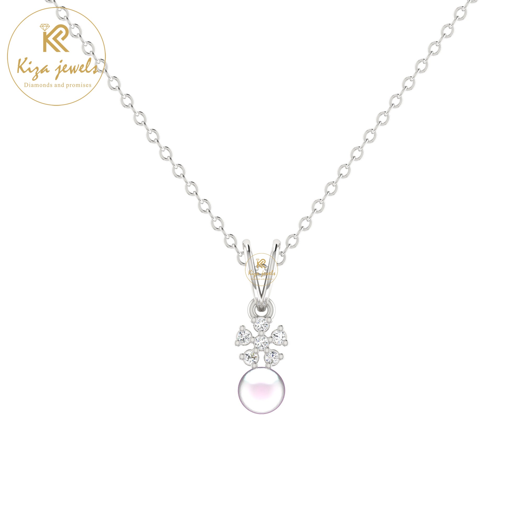 0.035 TDW Round Cut Diamond Custom Pendant With Chain