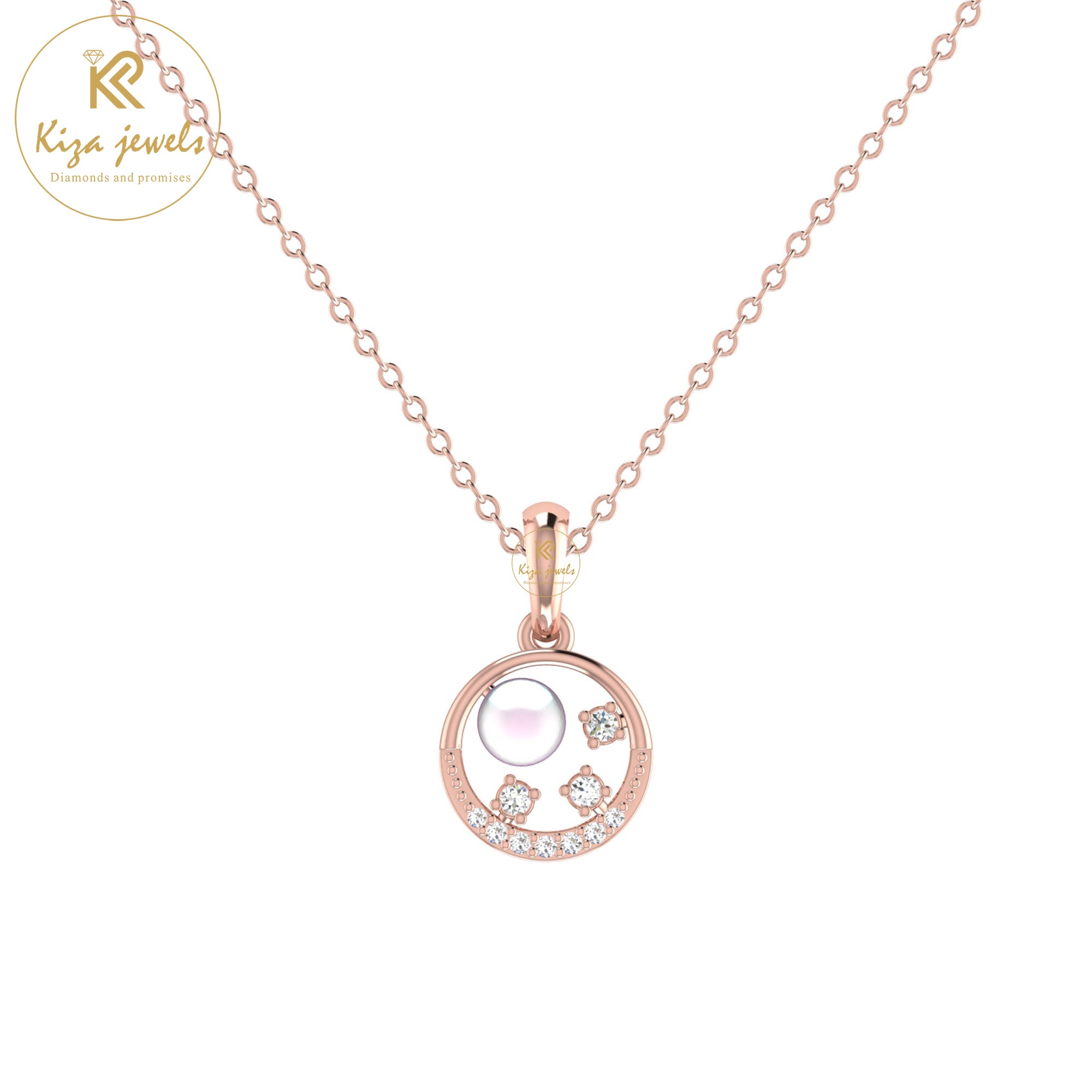 0.07 TDW Round Cut Diamond Custom Pendant With Chain