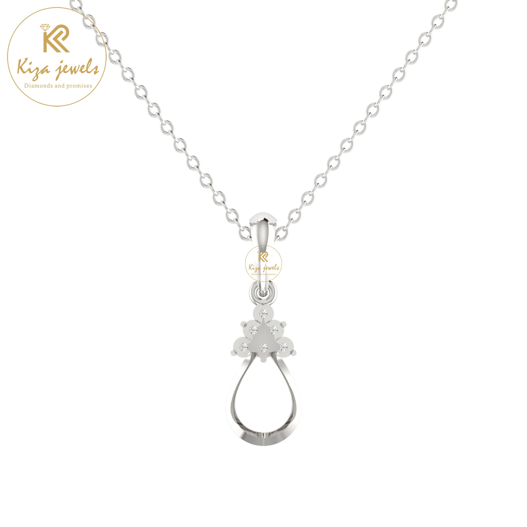 0.08 TDW Round Cut Diamond Custom Pendant With Chain
