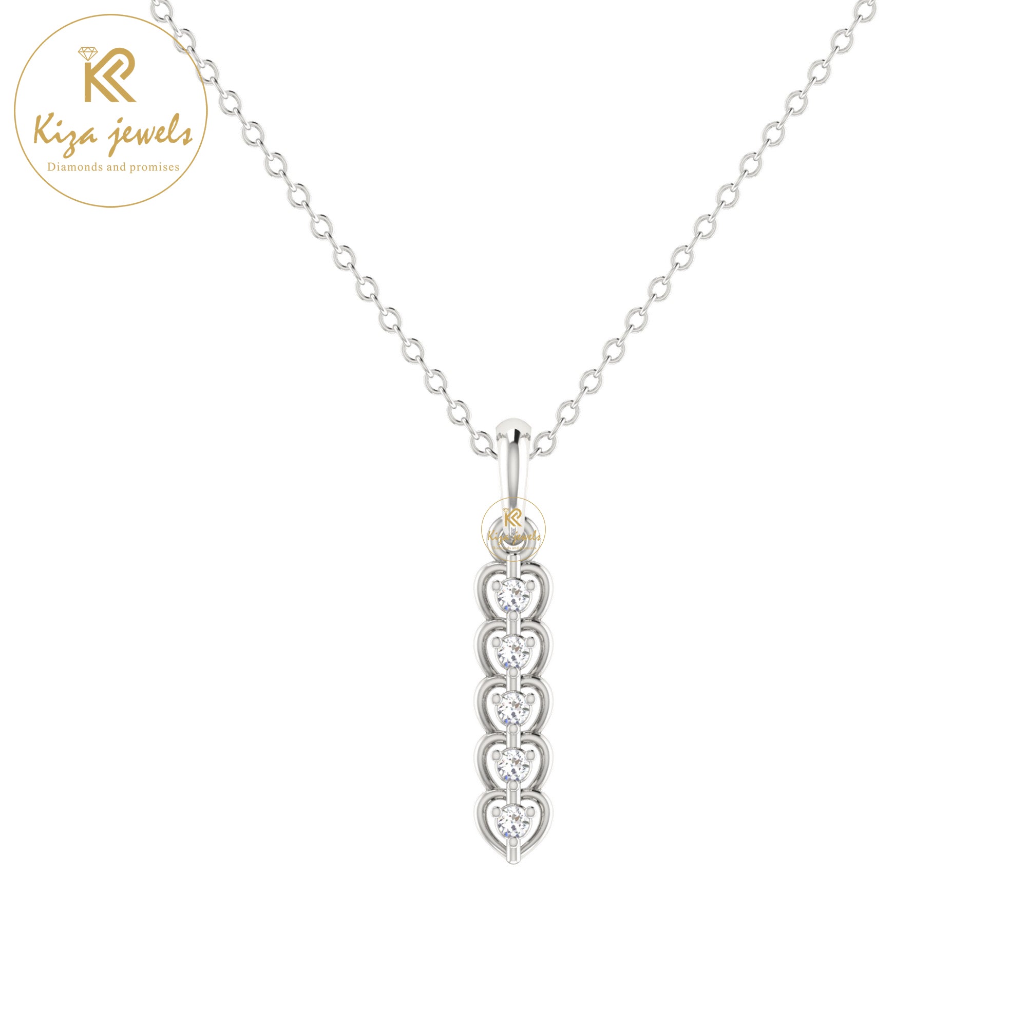 0.06 TDW Round Cut Diamond Custom Pendant With Chain