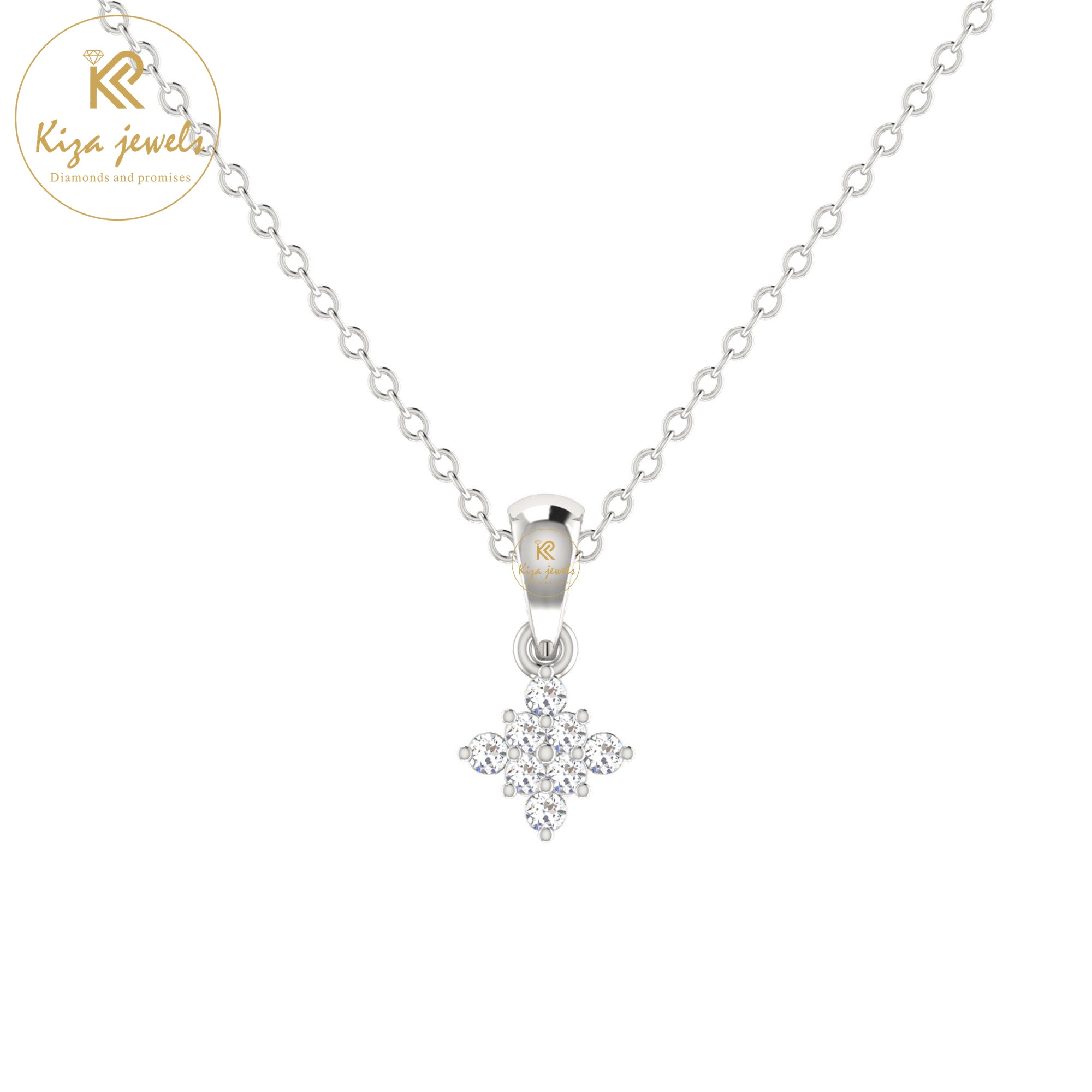 0.07 TDW Round Cut Diamond Custom Pendant with Chain