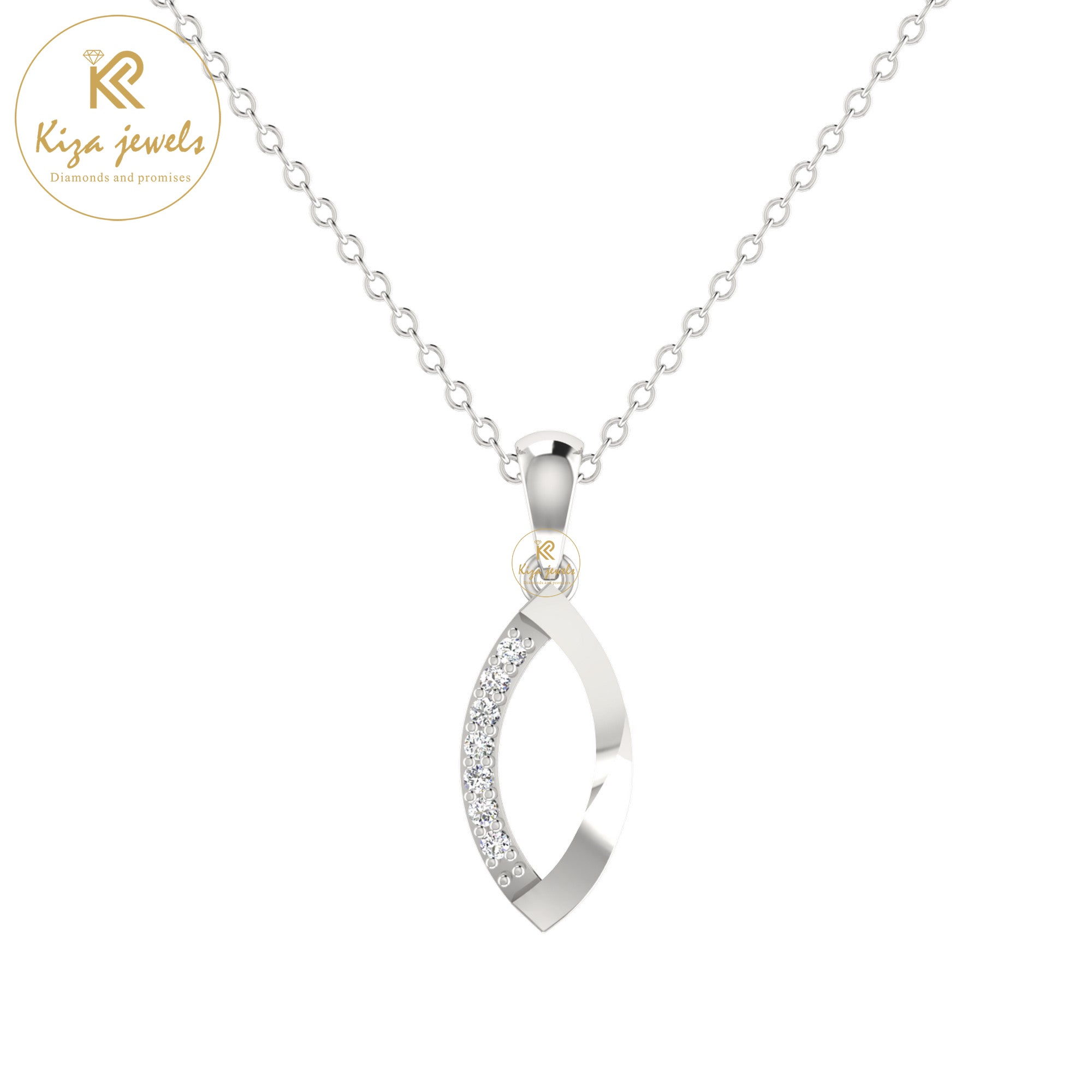 0.063 TDW Round Cut Diamond Custom Pendant With Chain