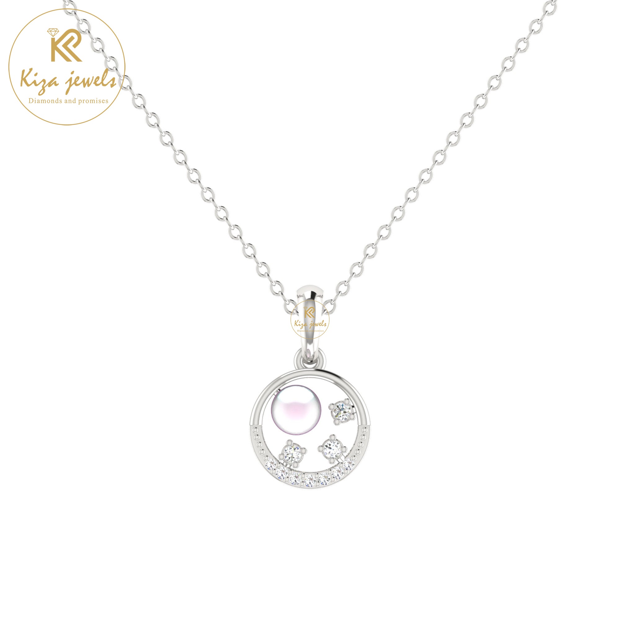 0.07 TDW Round Cut Diamond Custom Pendant With Chain