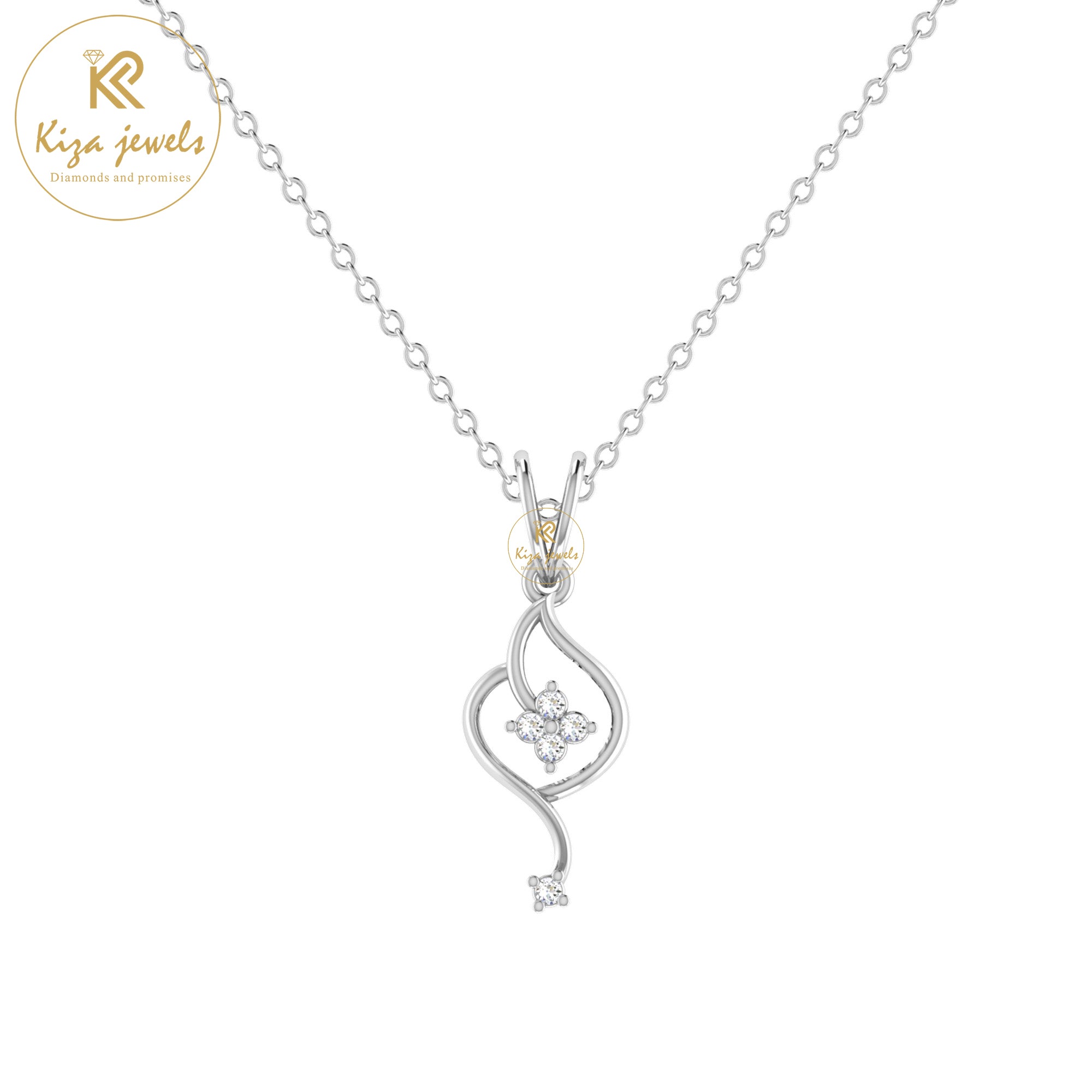 0.035 TDW Round Cut Diamond Custom Pendant With Chain
