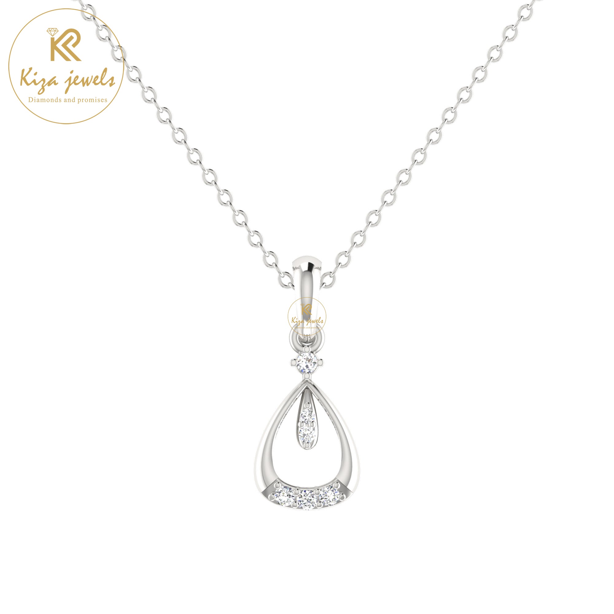 0.07 TDW Round Cut Diamond Custom Pendant with Chain