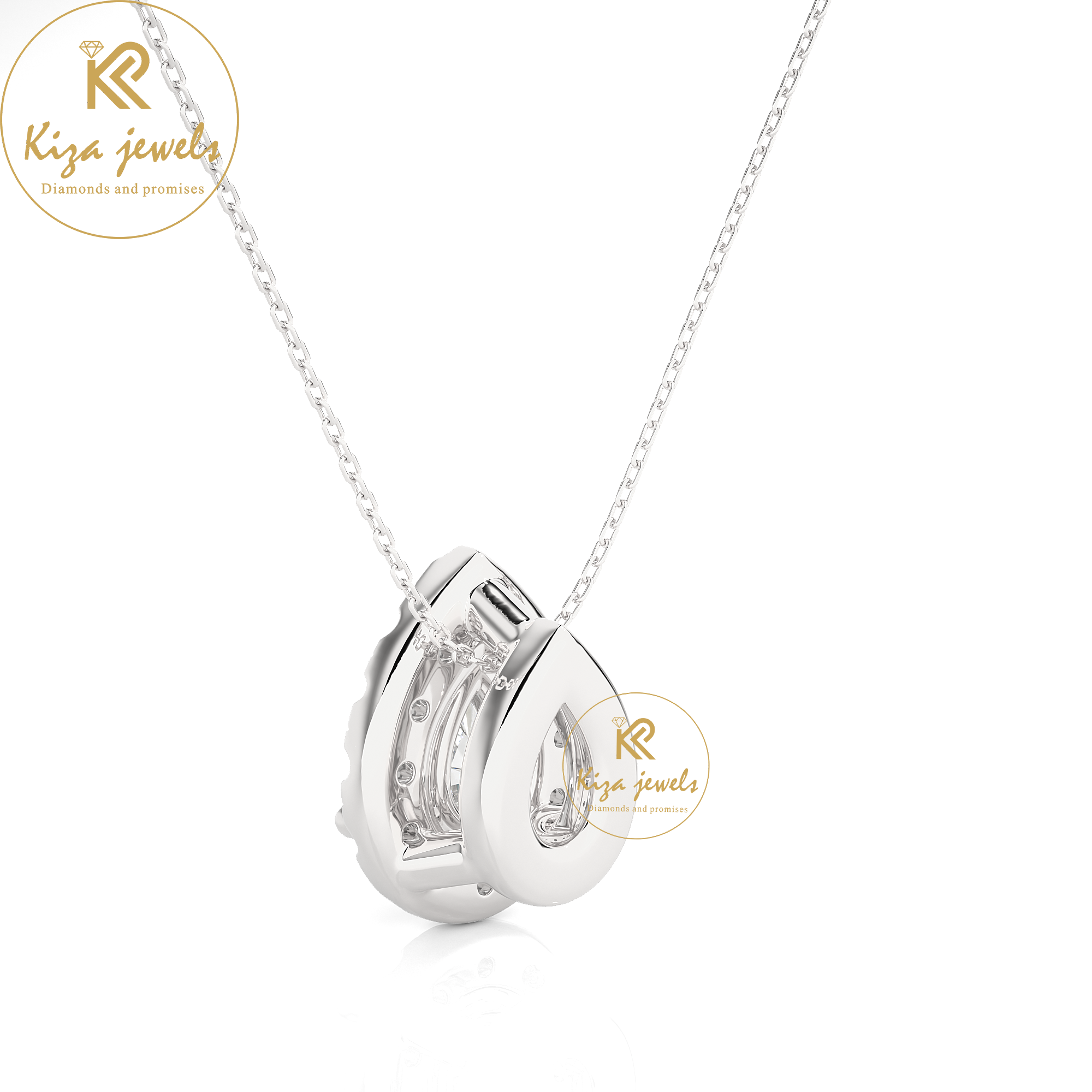 0.80 TDW Round & Pear Cut Diamond Custom Pendant With Chain