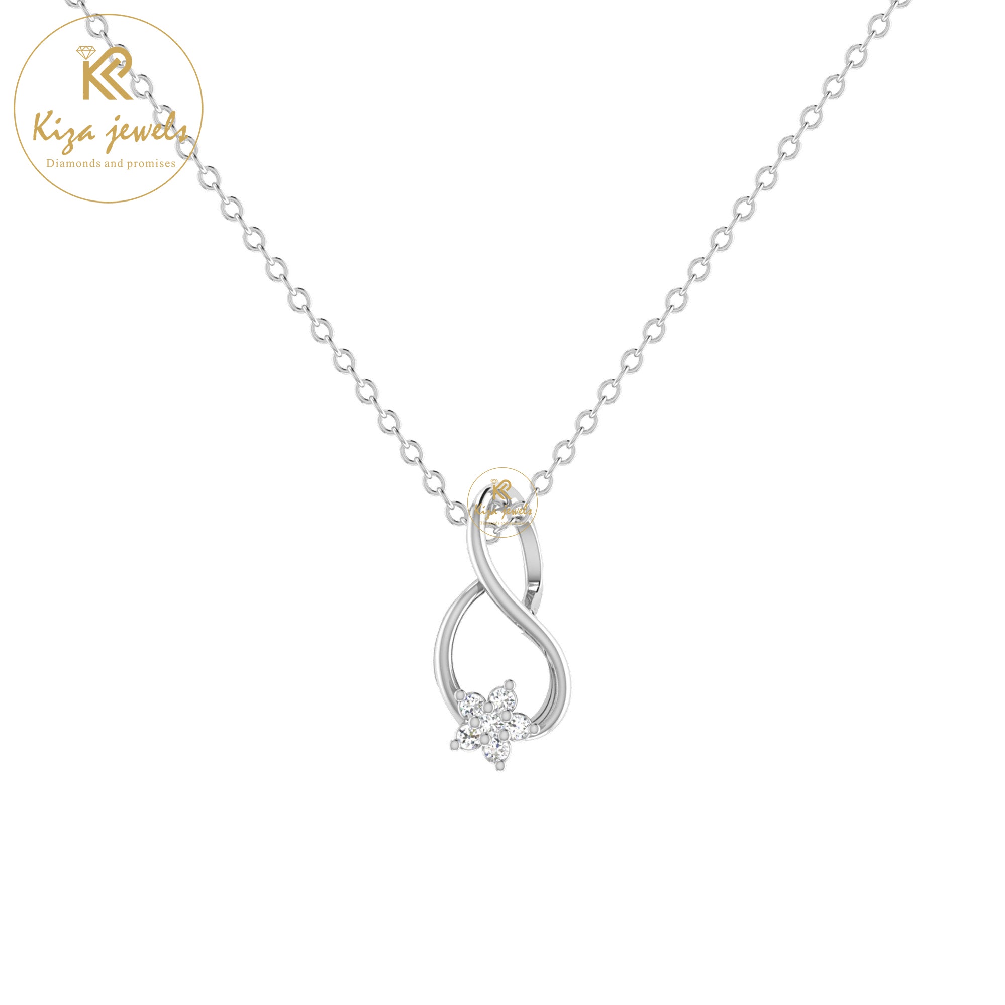 0.042 TDW Round Cut Diamond Custom Pendant With Chain