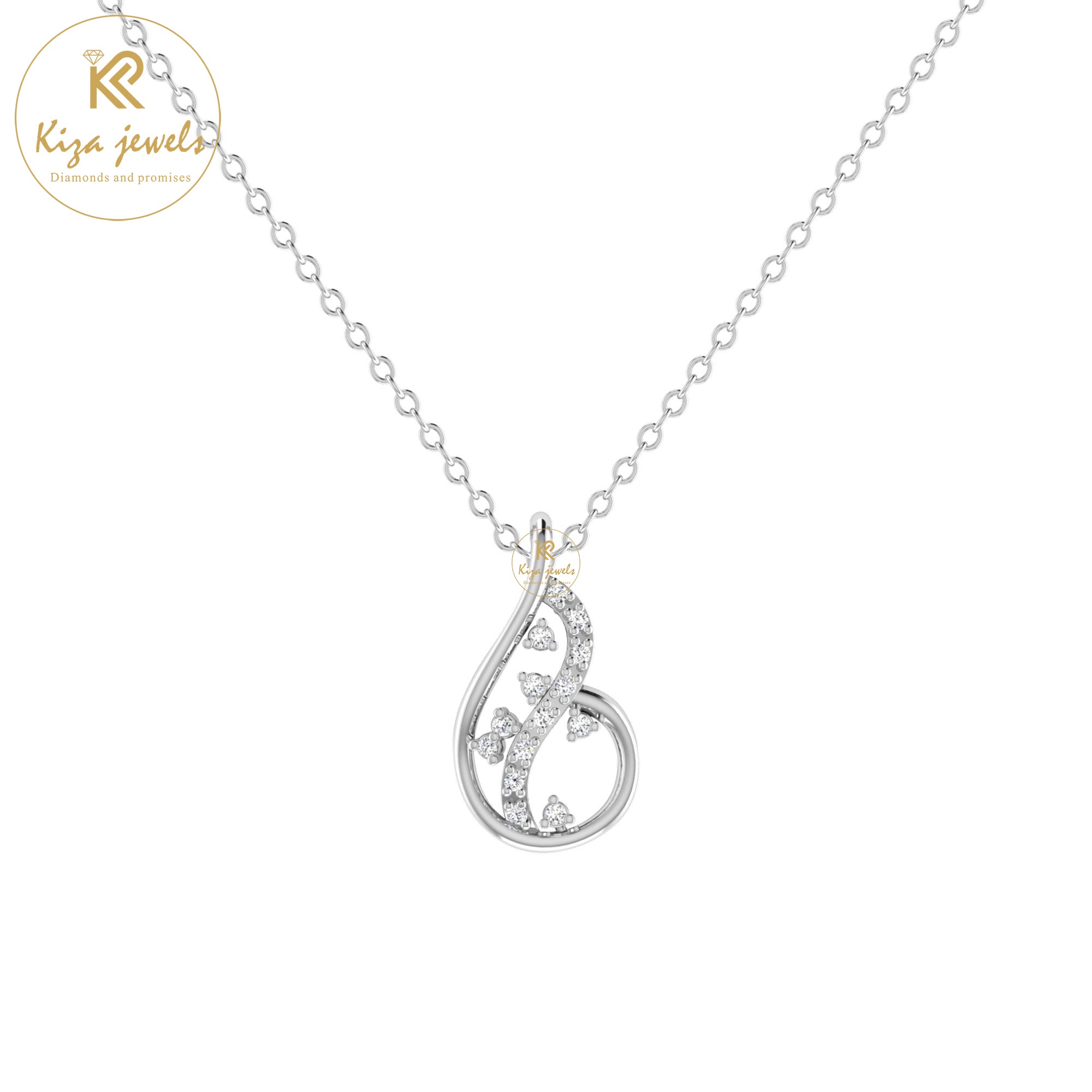 0.07 TDW Round Cut Diamond Custom Pendant With Chain