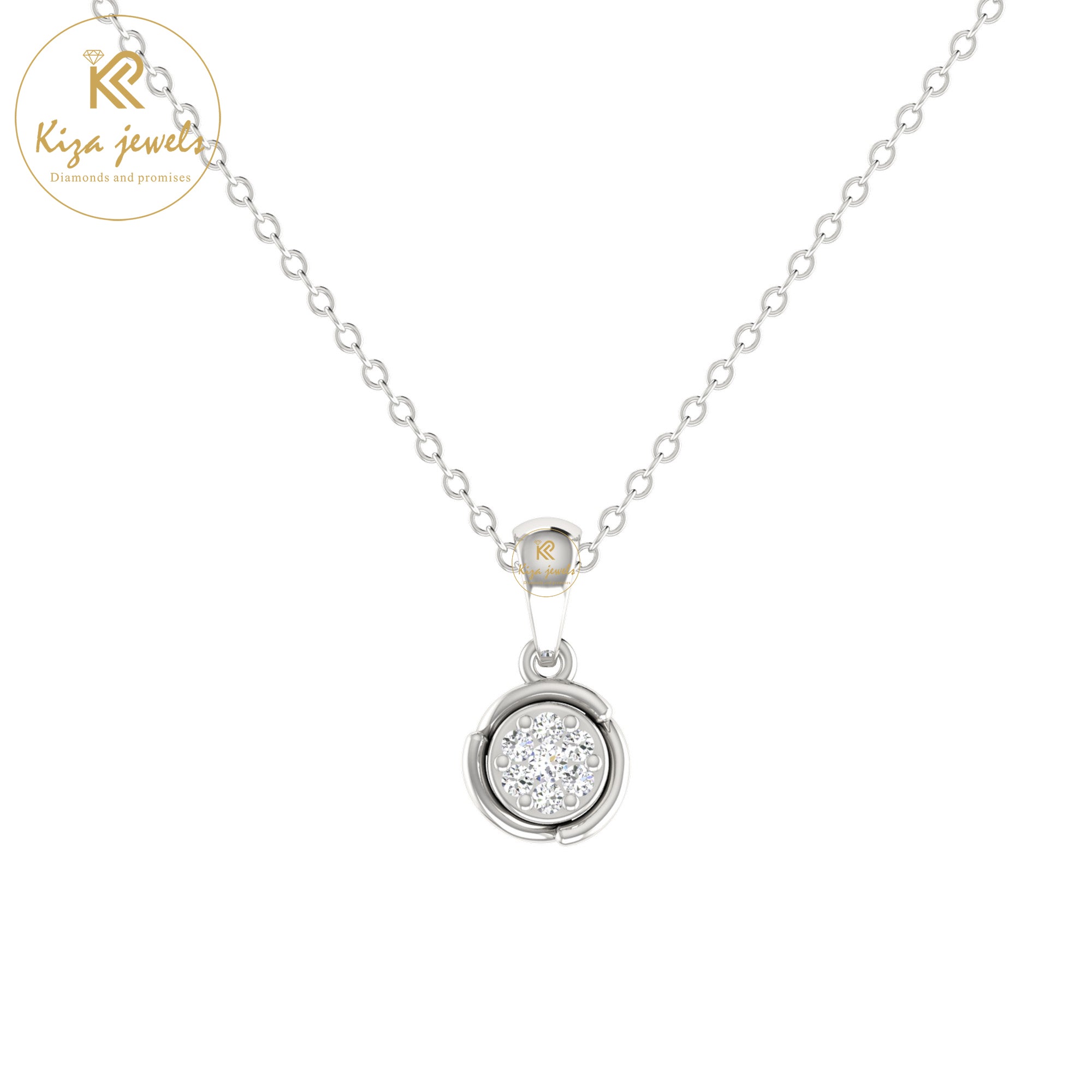 0.06 TDW Round Cut Diamond Custom Pendant With Chain