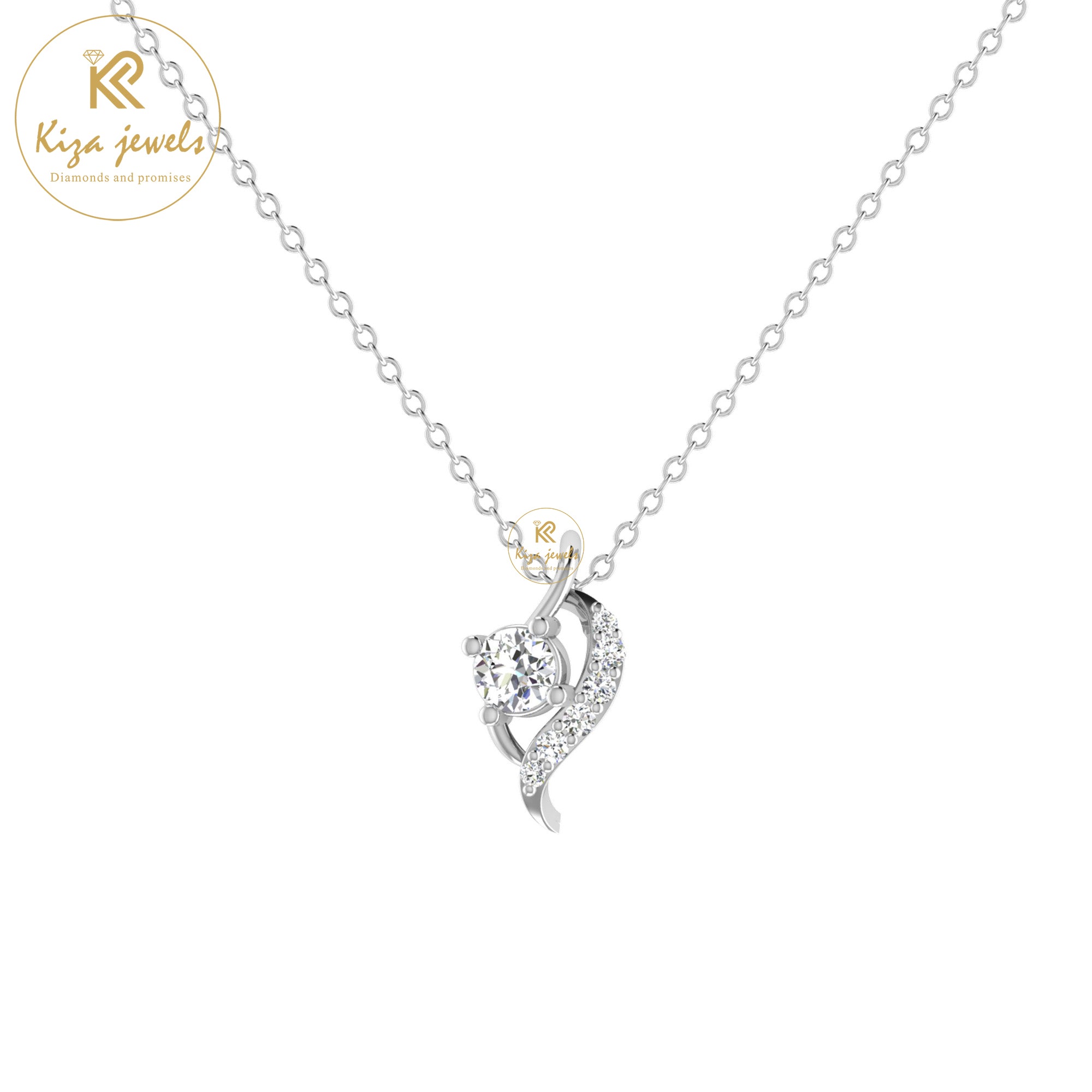 0.28 TDW Round Cut Diamond Custom Pendant With Chain