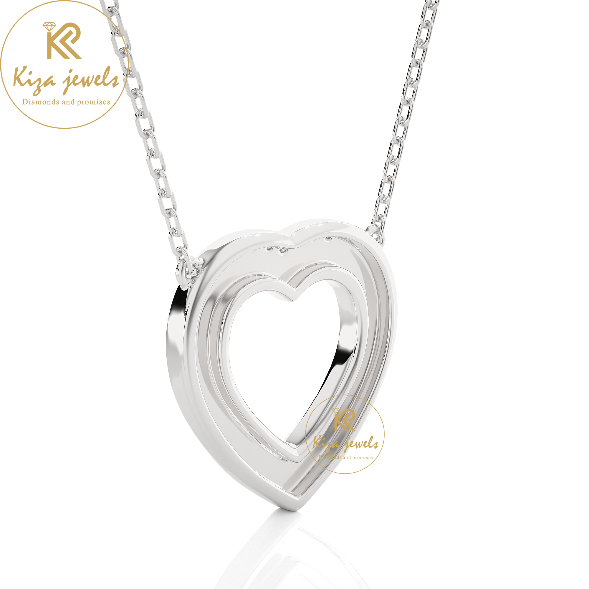 0.73 TDW Round Cut Diamond Heart Pendant With Chain