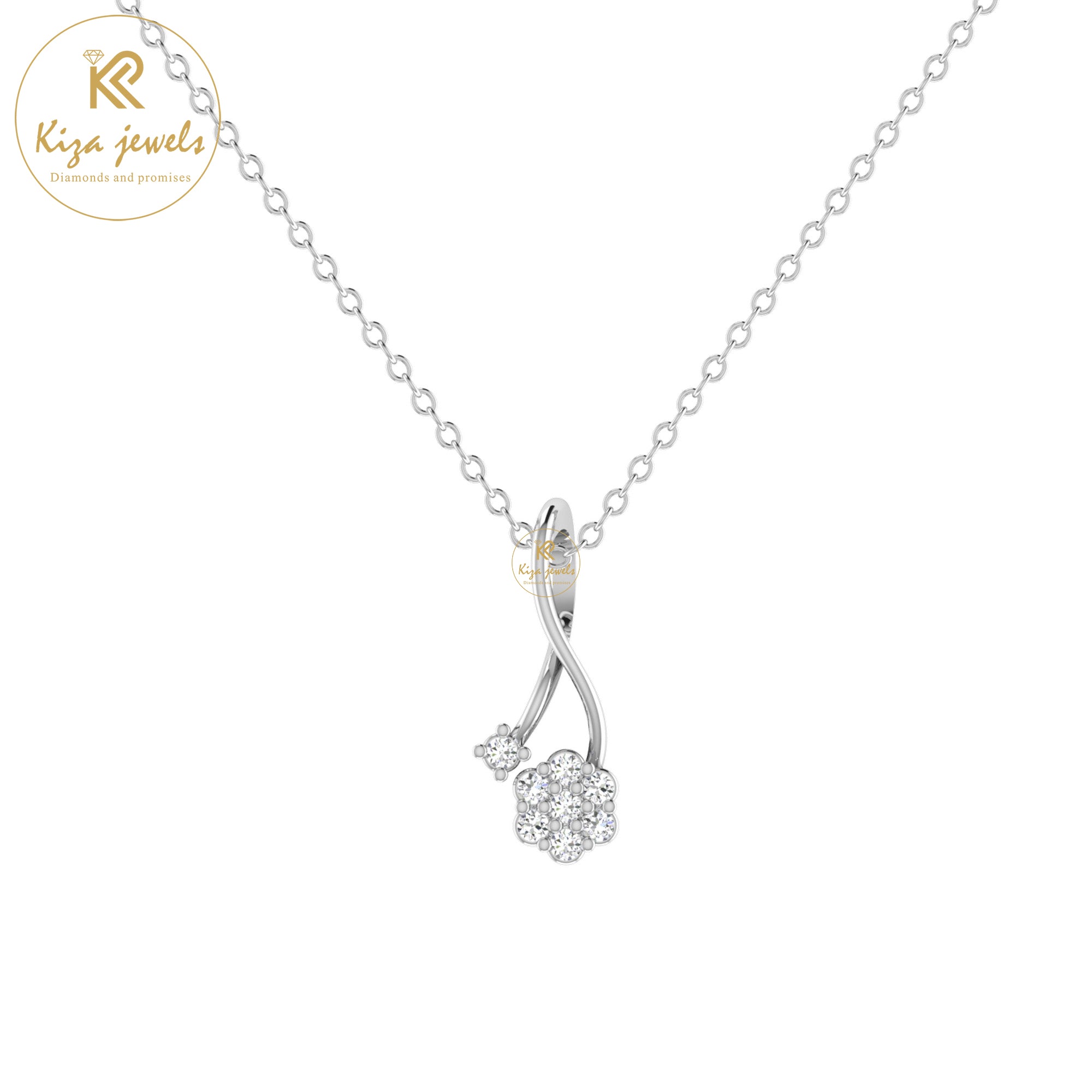 0.08 TDW Round Cut Diamond Custom Pendant With Chain