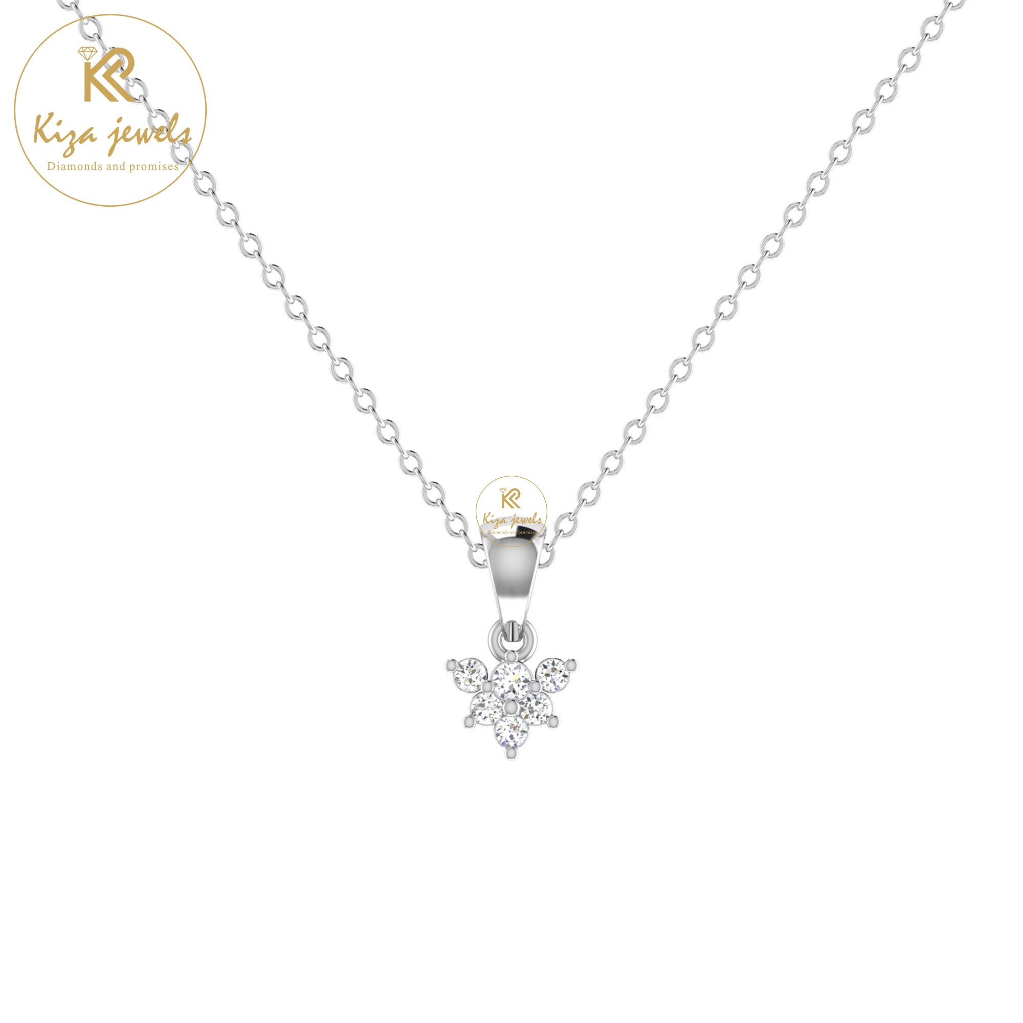 0.08 TDW Round Cut Diamond Custom Pendant With Chain