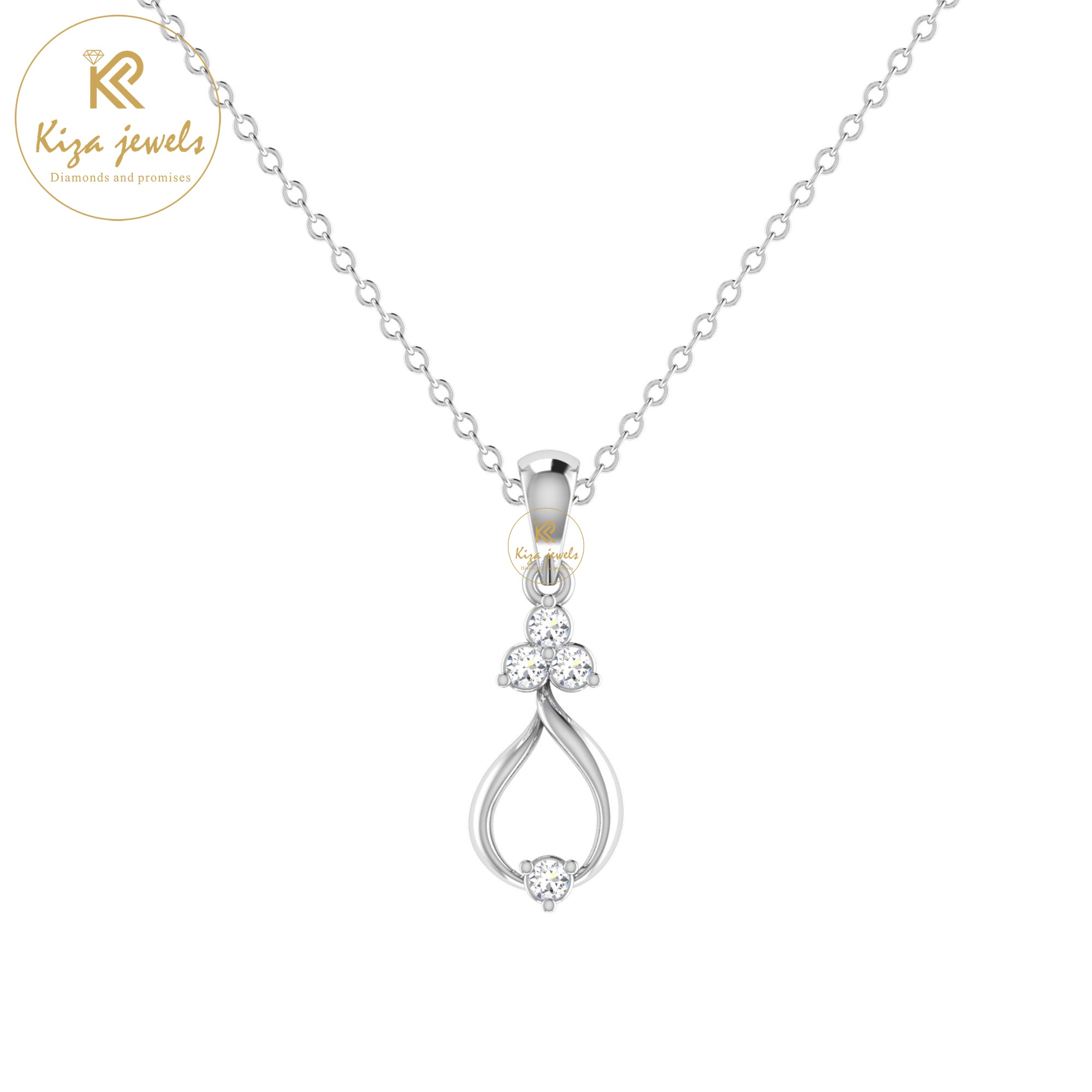 0.079 TDW Round Cut Diamond Custom Pendant With Chain