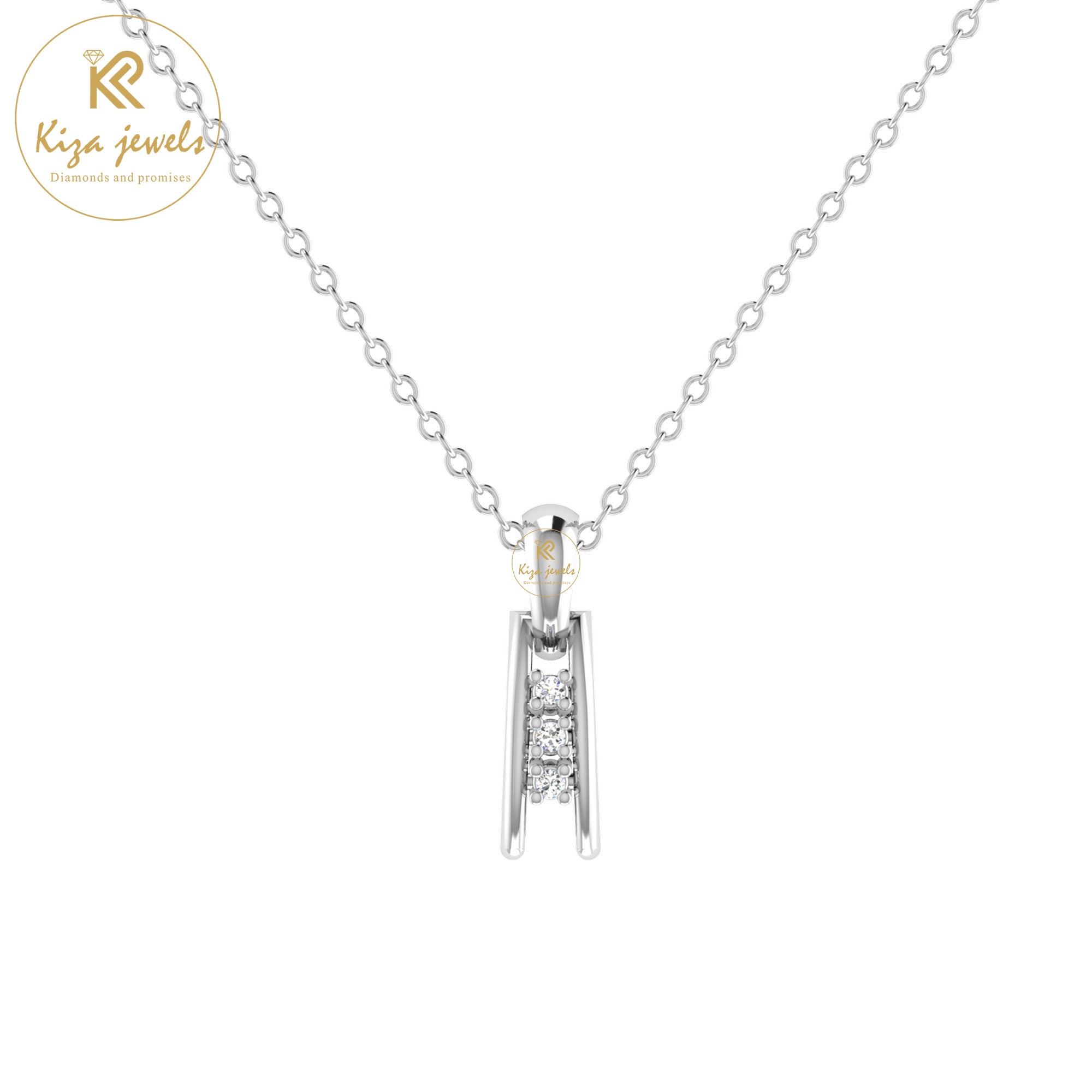 0.02 TDW Round Cut Diamond Custom Pendant With Chain