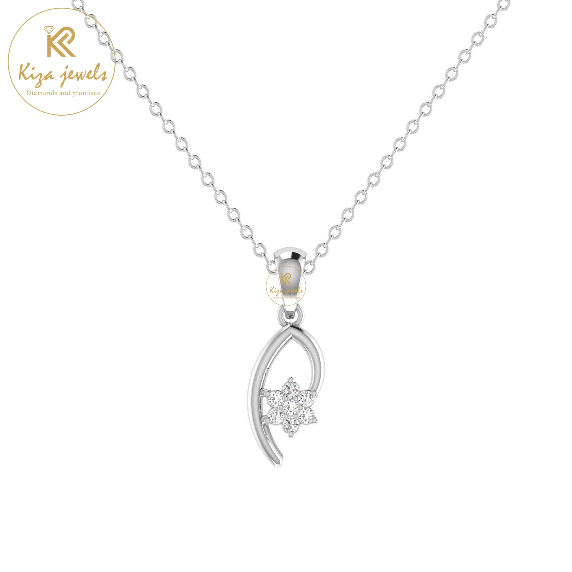 0.063 TDW Round Cut Diamond Custom Pendant With Chain