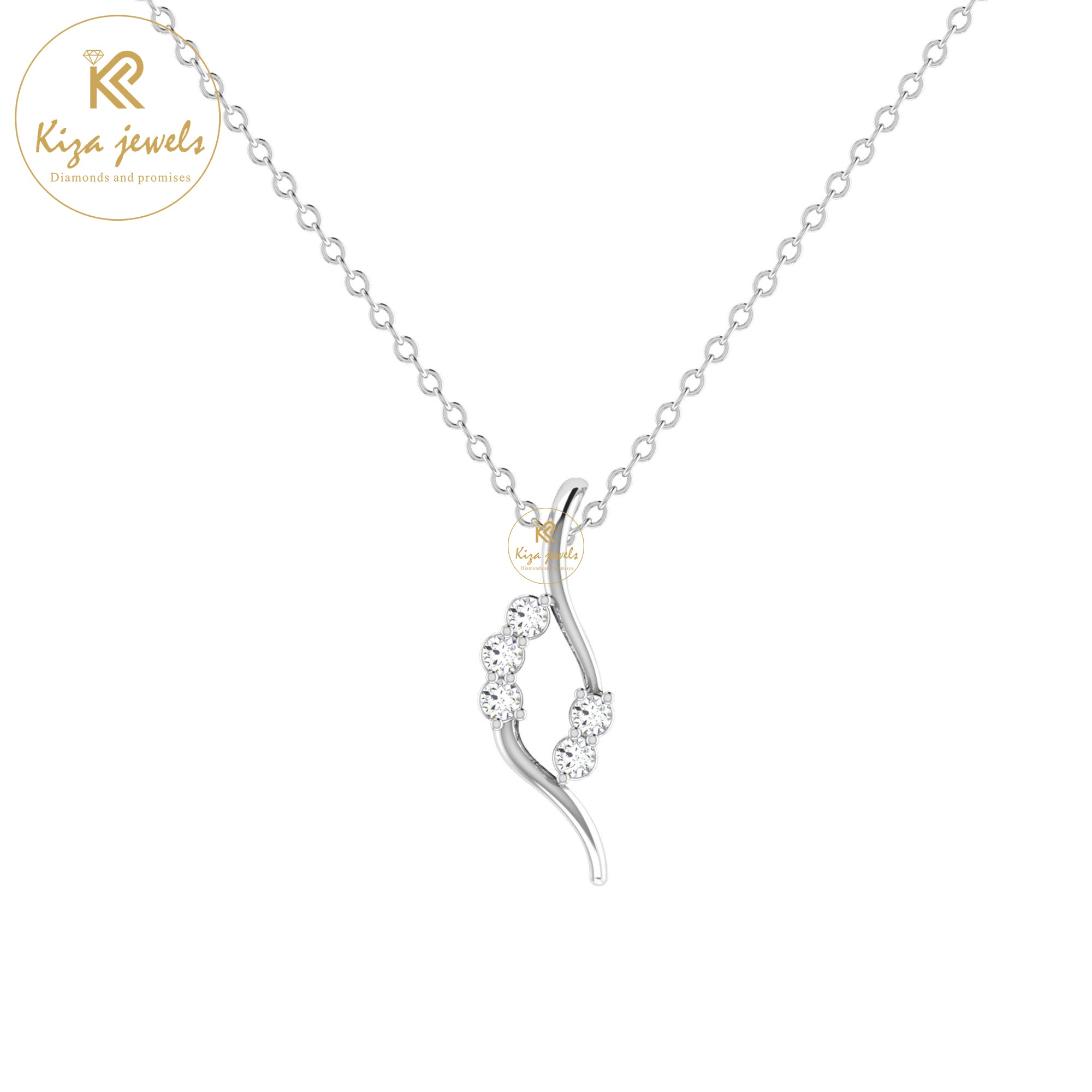 0.099 TDW Round Cut Diamond Custom Pendant With Chain