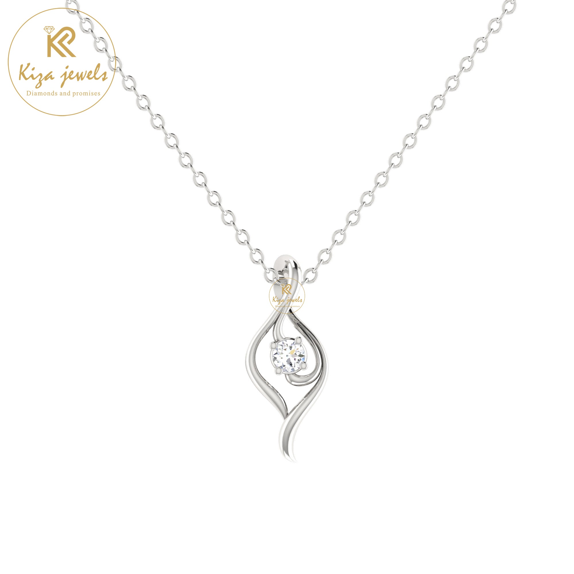 0.054 TDW Round Cut Diamond Solitaire Pendant with Chain