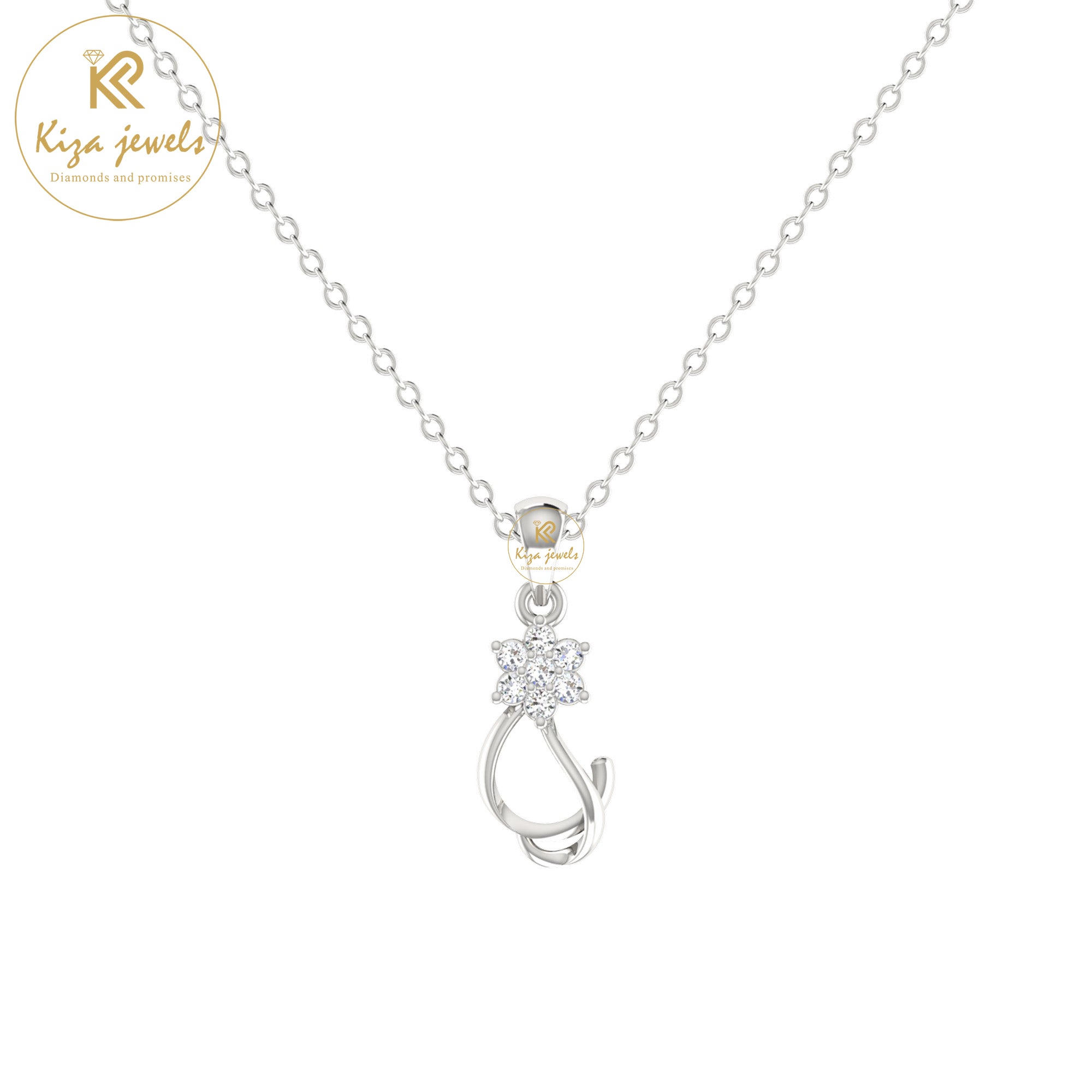 0.06 TDW Round Cut Diamond Custom Pendant With Chain