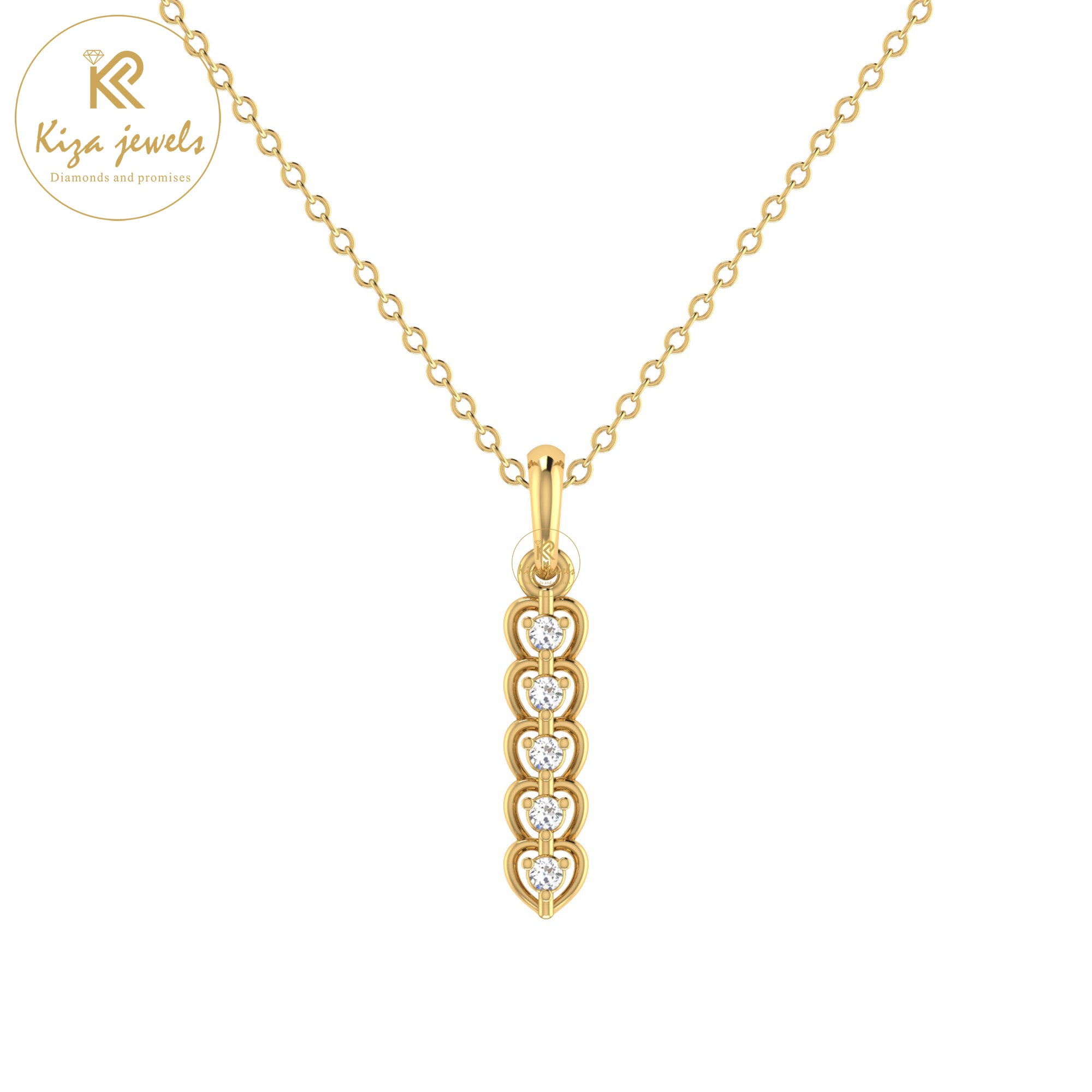 0.06 TDW Round Cut Diamond Custom Pendant With Chain