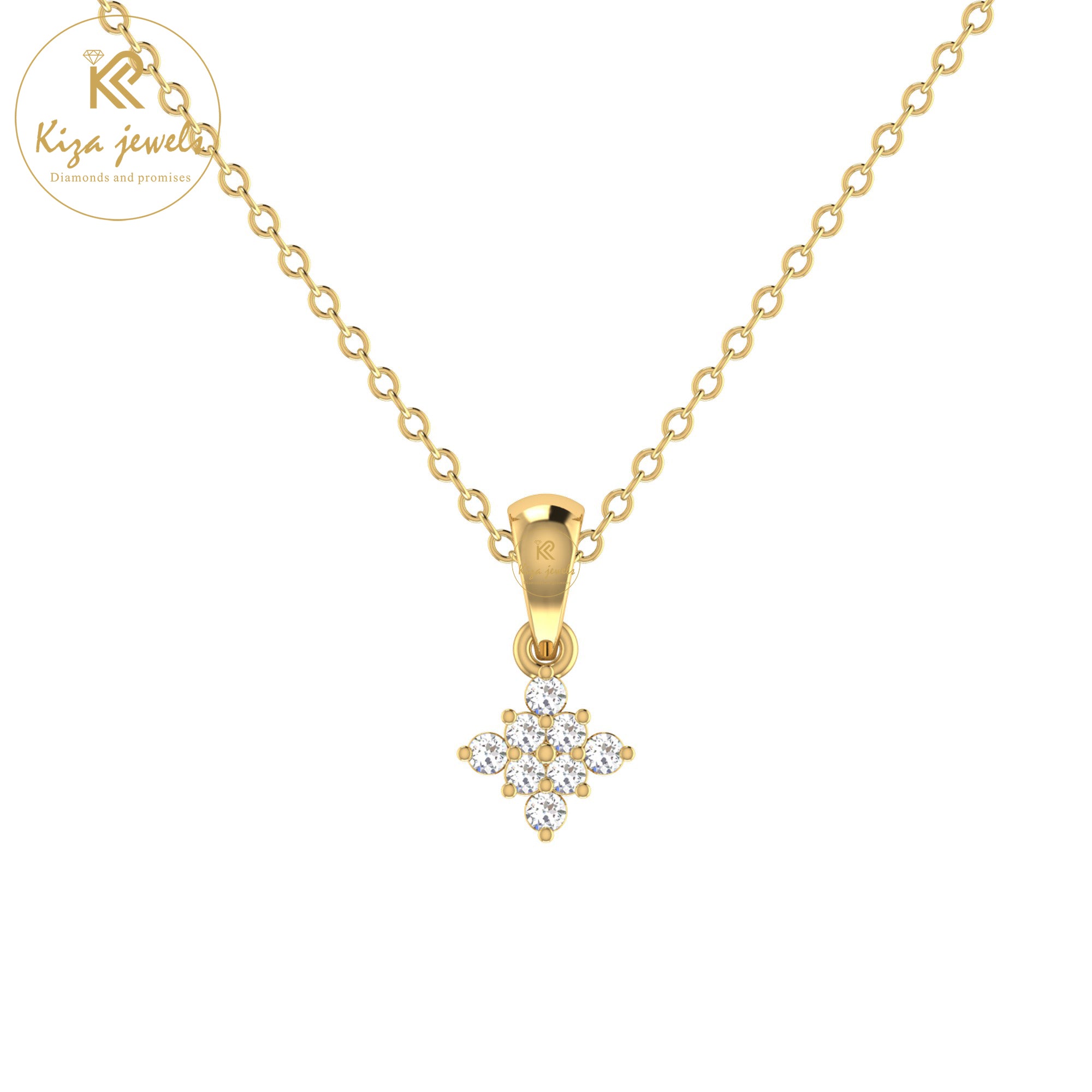 0.07 TDW Round Cut Diamond Custom Pendant with Chain