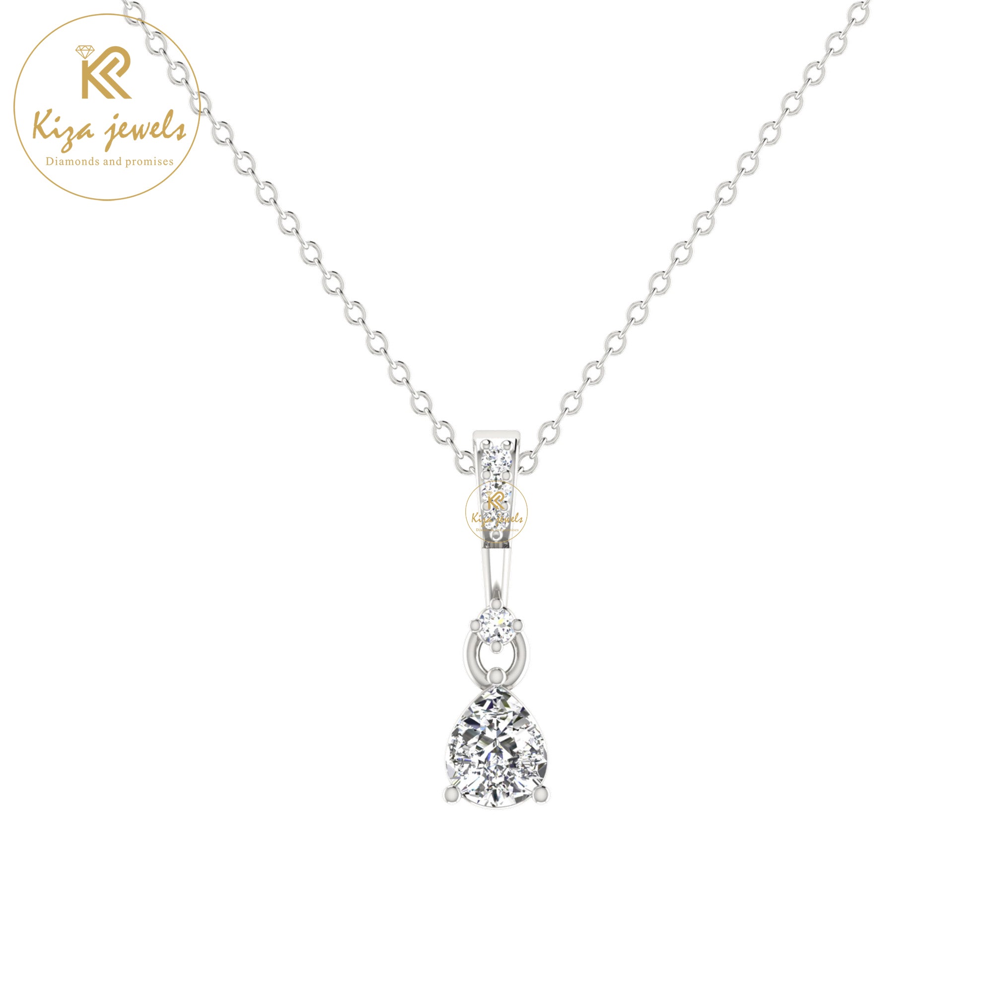 0.66 TDW Round & Pear Cut Diamond Custom Pendant with Chain