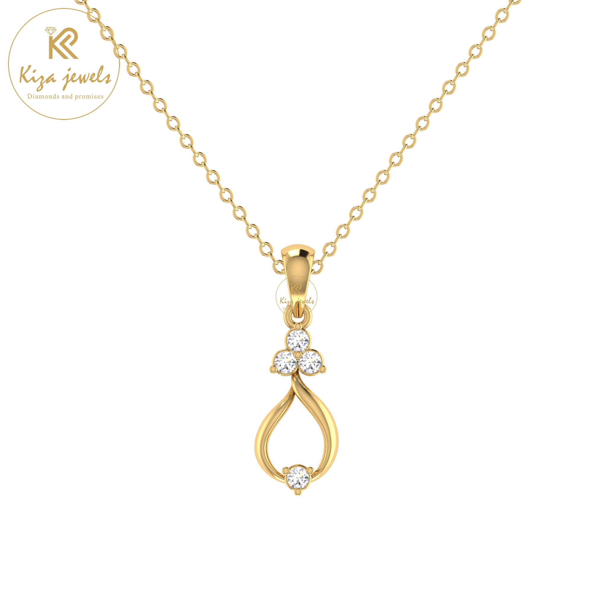 0.079 TDW Round Cut Diamond Custom Pendant With Chain