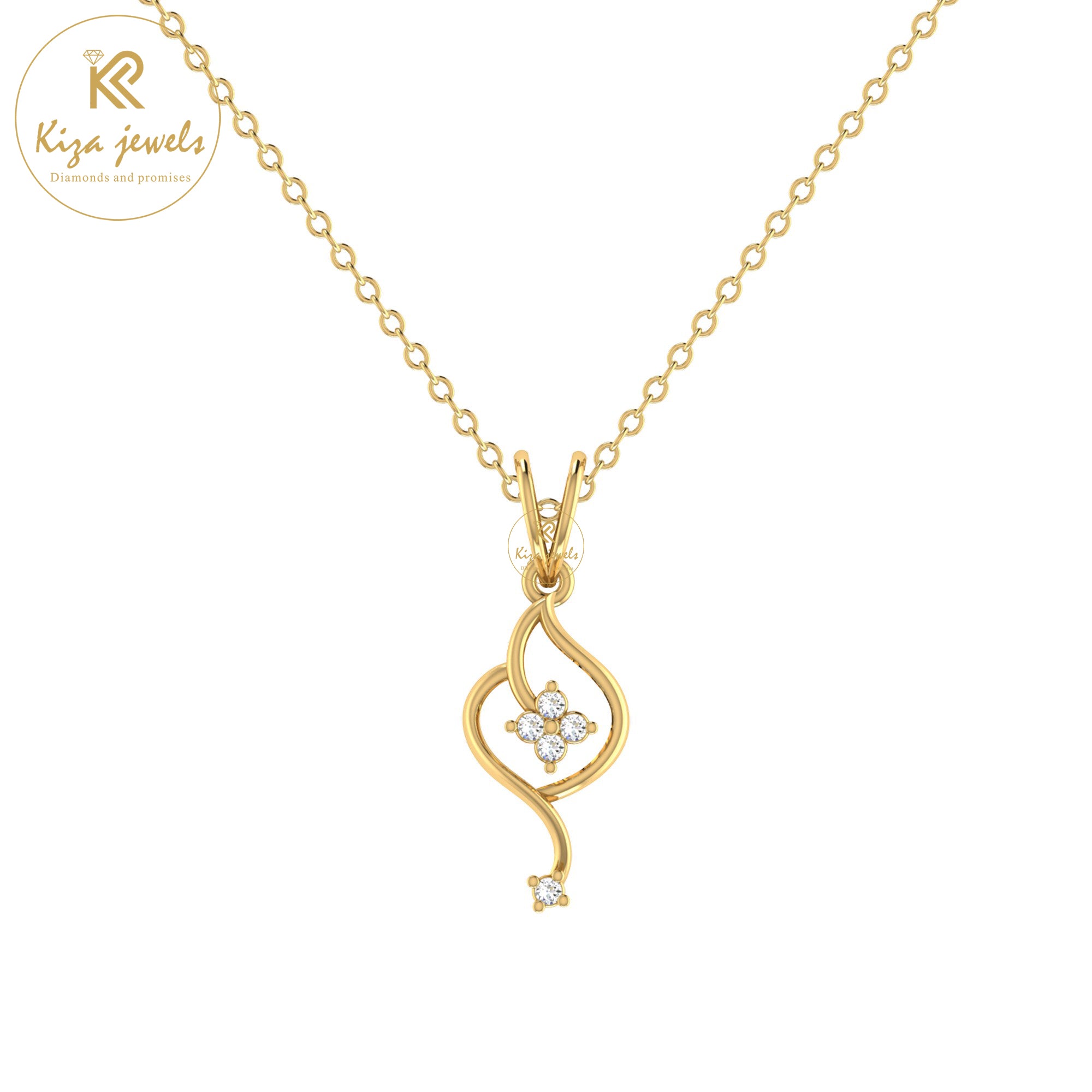 0.035 TDW Round Cut Diamond Custom Pendant With Chain