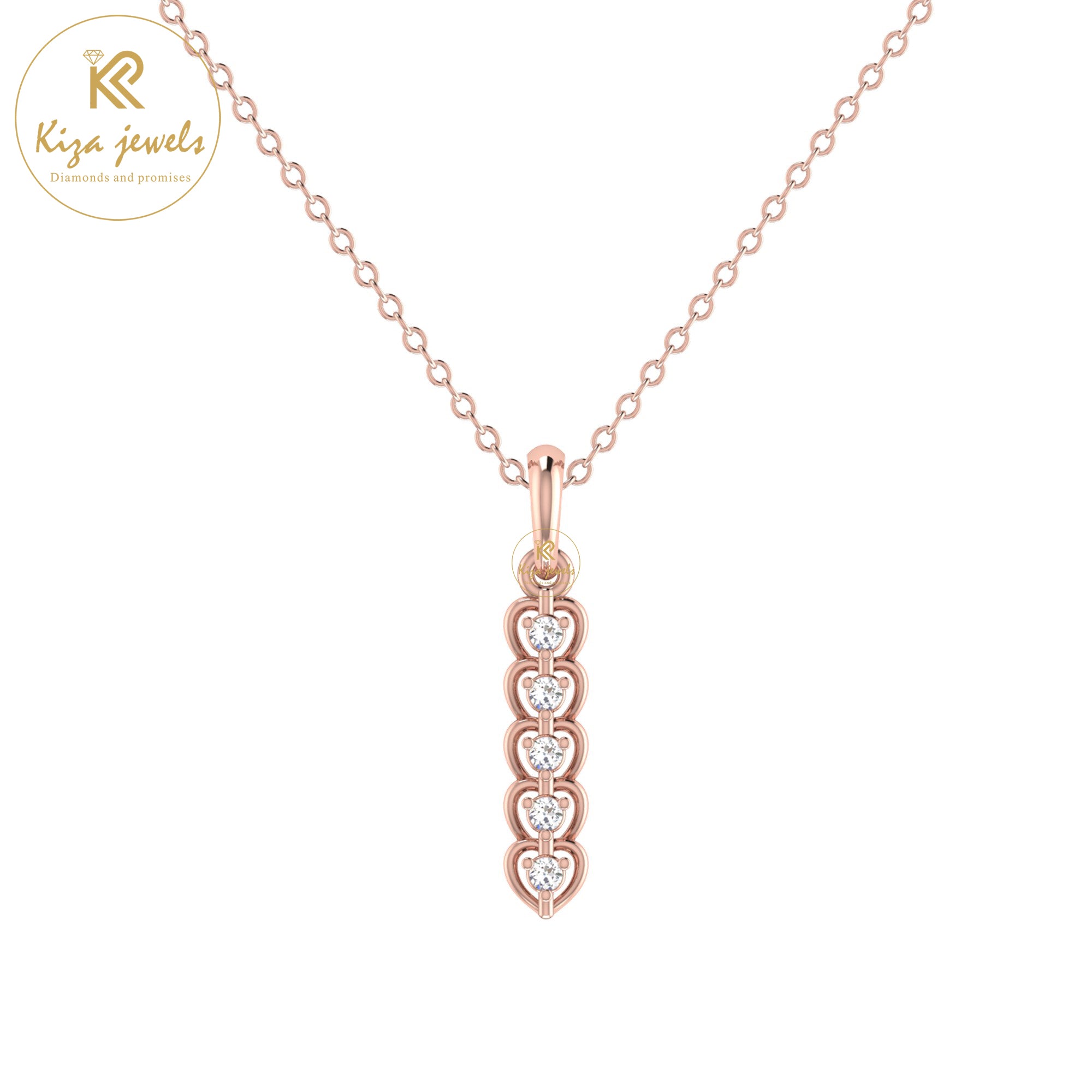 0.06 TDW Round Cut Diamond Custom Pendant With Chain
